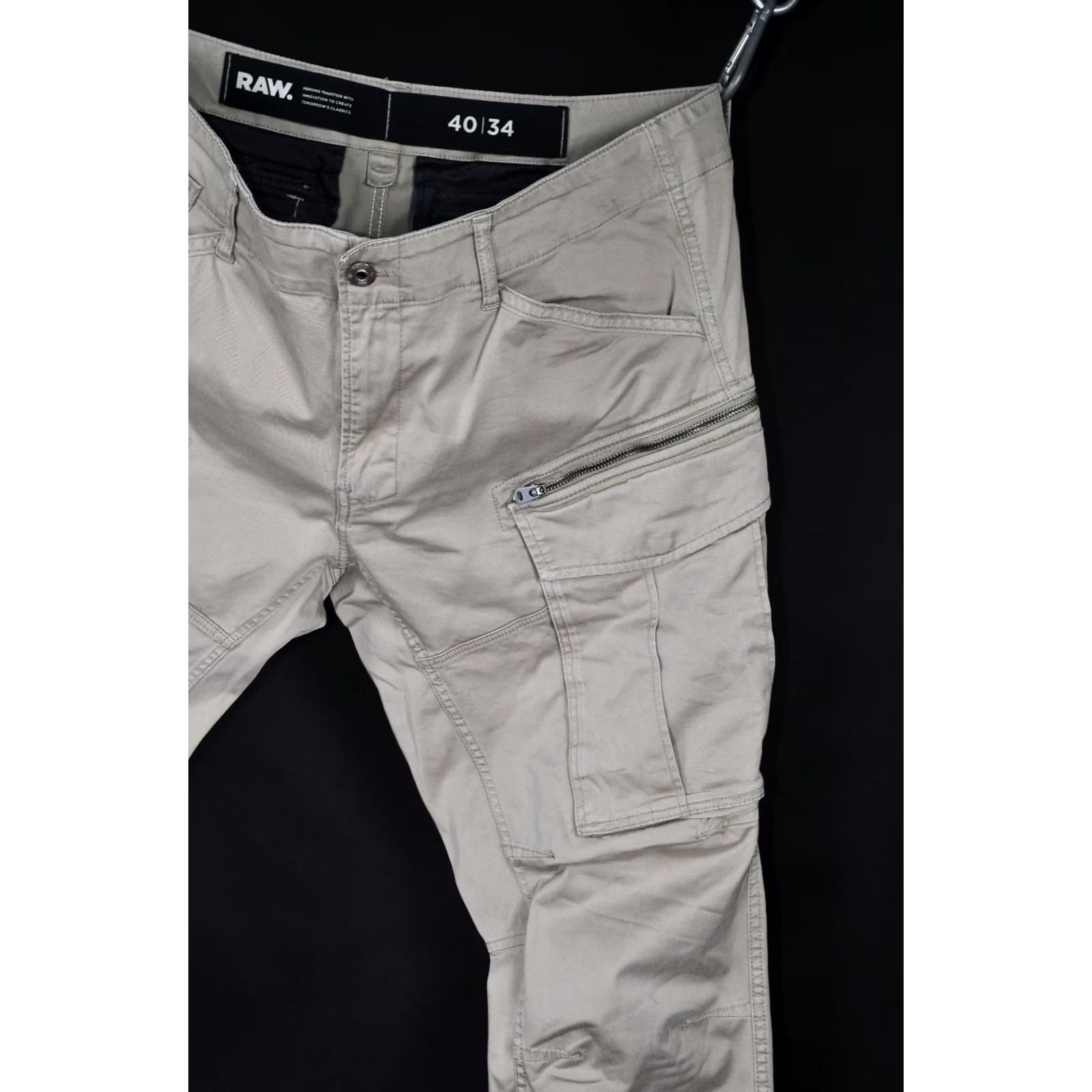 G-Star G-Star ROVIC Zip 3D Straight Tapered Cargo Pants Men W40 L34 Beige Cotton Cargo Pocket 3D 1990s-style? Size US 40 / EU 56 - 5 Thumbnail