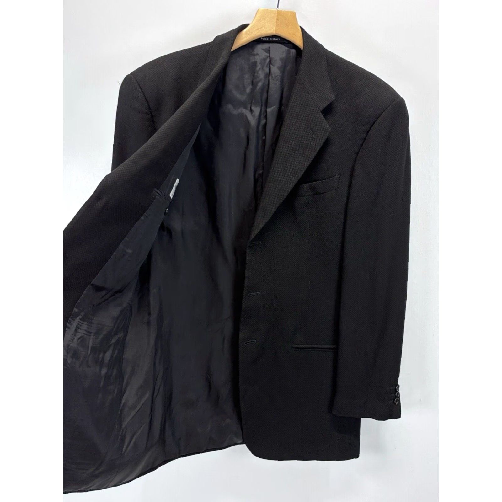 Armani Armani Collezioni Blazer Jacket Men Black 40L Big & Tall Viscose Three-Button Made in Italy Coat / Suit Jacket Size 40L - 4 Thumbnail
