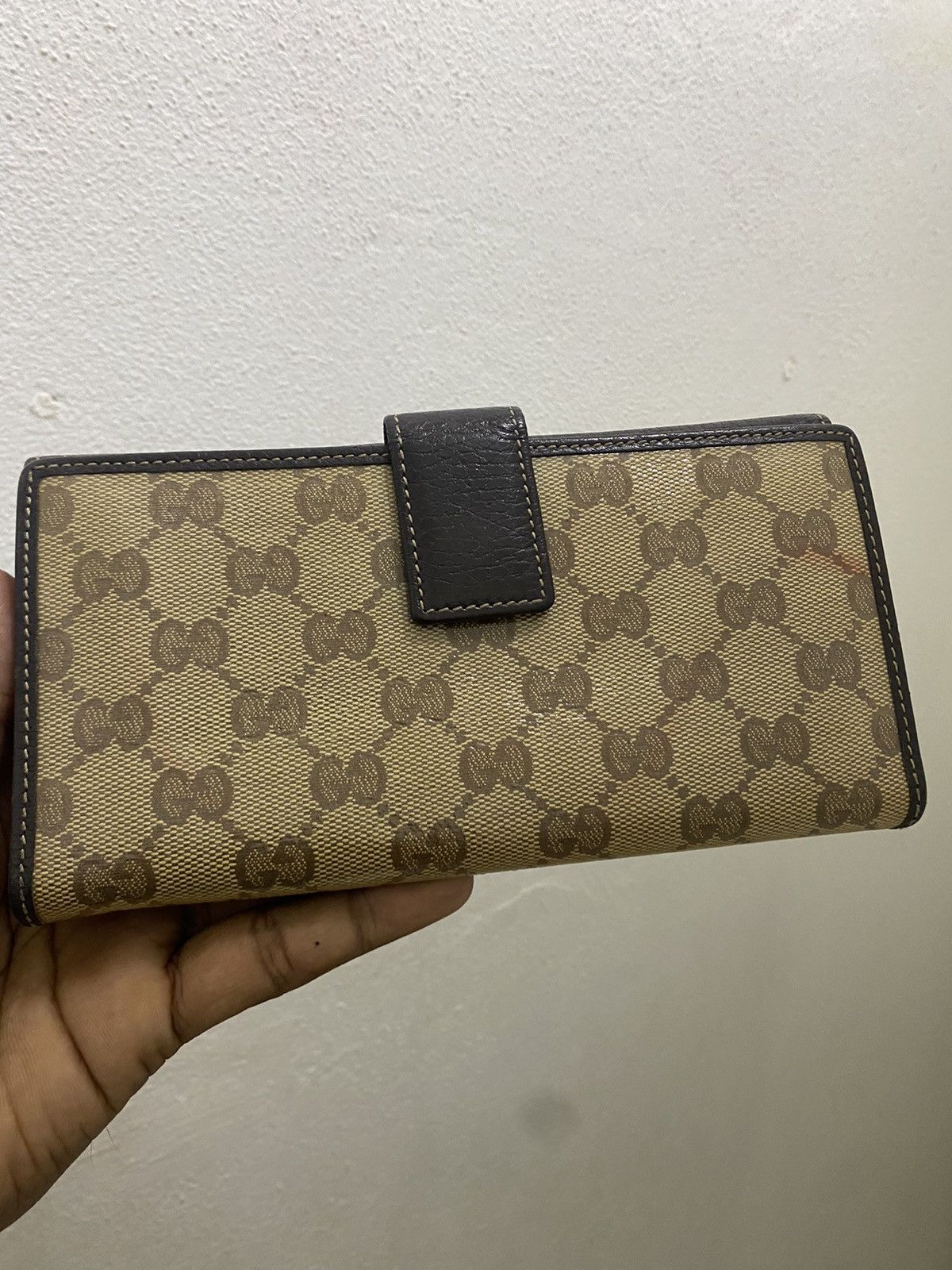 Gucci Gucci Beige/Brown GG Stud Canvas And Leather Flap Wallet Size ONE SIZE - 2 Thumbnail