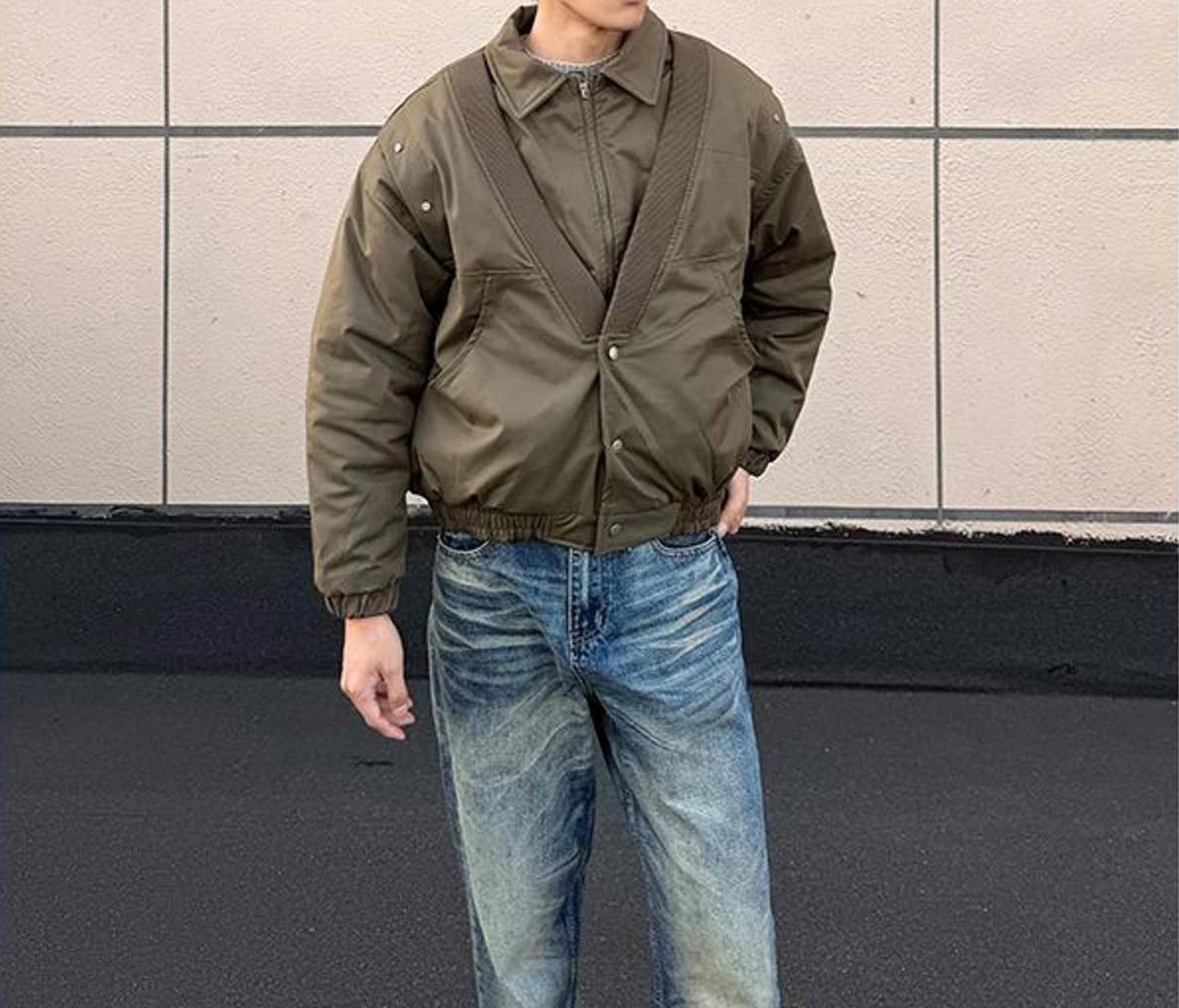 Japanese Brand Olive Green Men's Bomber Jacket, Lightweight Outerwear Size US L / EU 52-54 / 3 - 1 Thumbnail