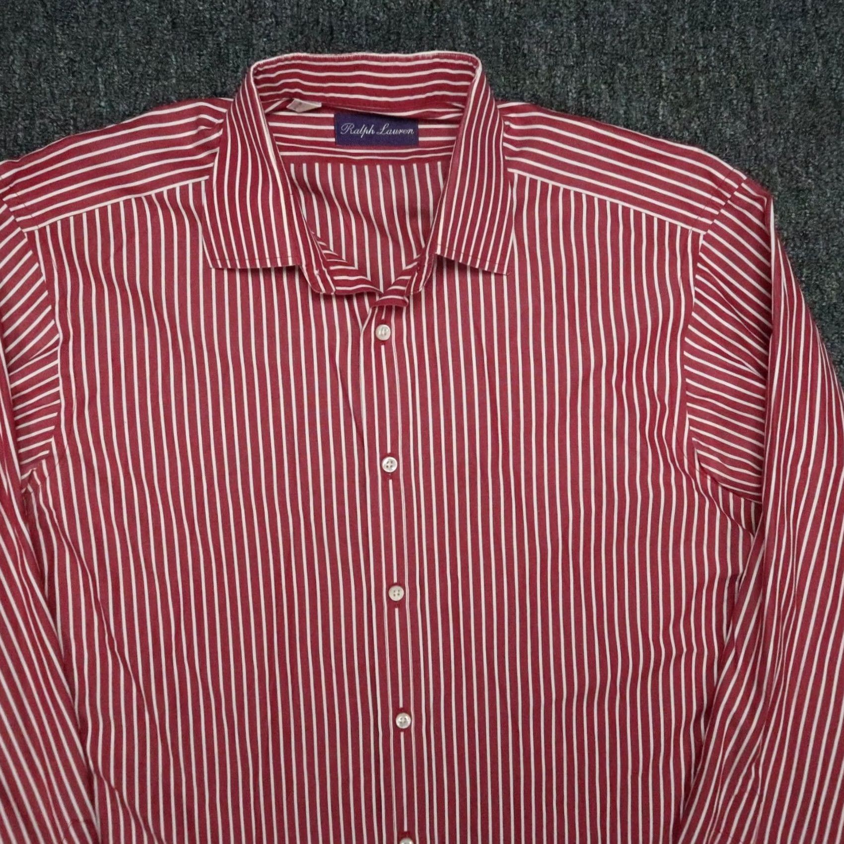 Ralph Lauren Ralph Lauren Purple Label Shirt - Men Large Long Sleeve Red White Striped Italy French Cuff - Size 46 in | eBay Size US L / EU 52-54 / 3 - 2 Thumbnail
