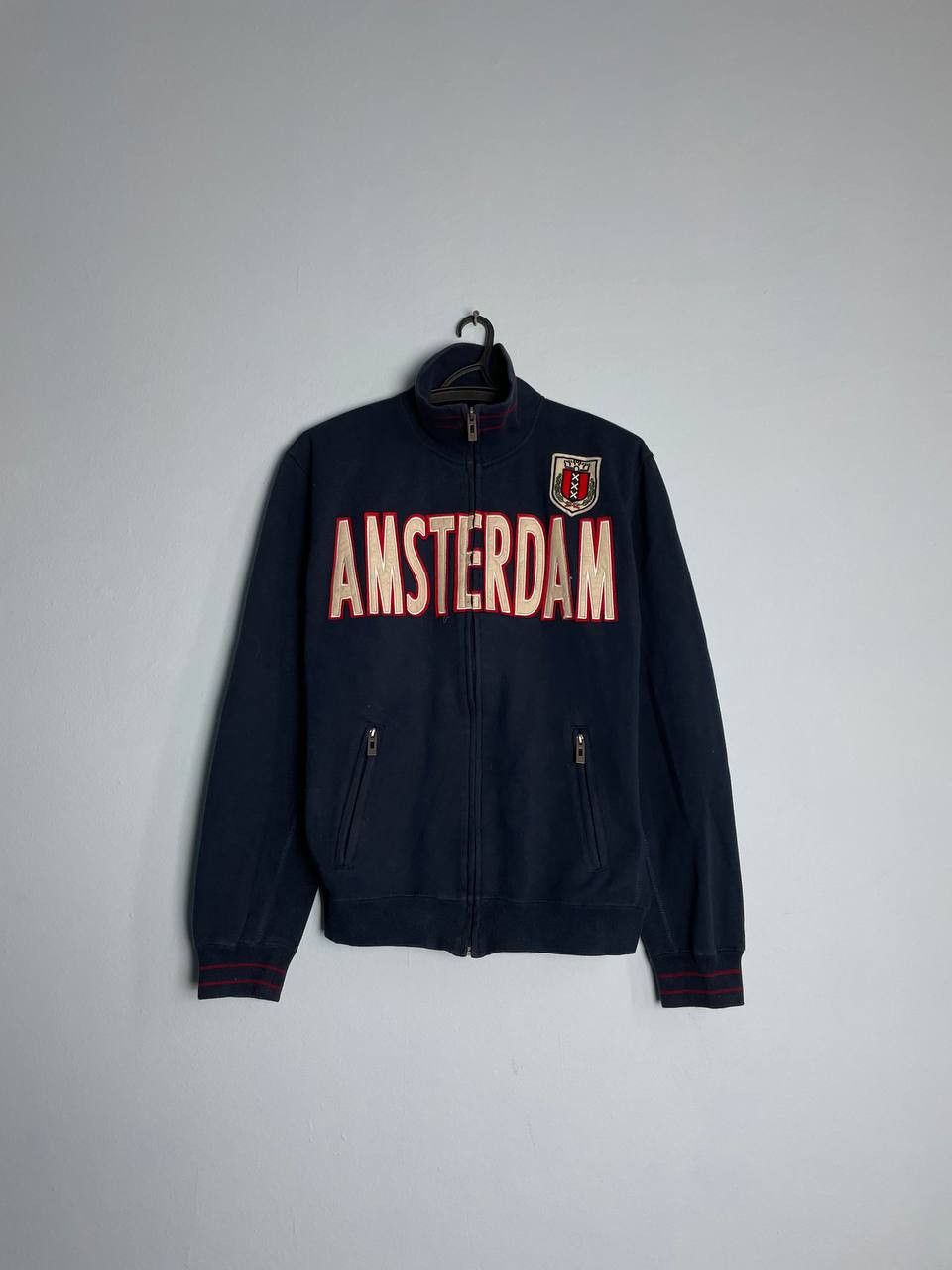 Vintage Amsterdam Crest Embroidered Logo Sweater Track Jacket Navy Size US XL / EU 56 / 4 - 1 Thumbnail