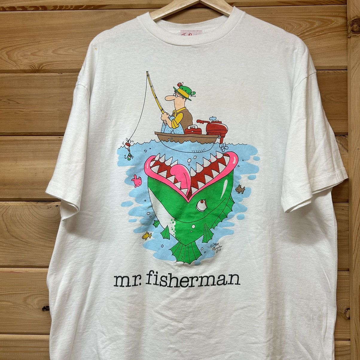 Vintage Vintage 90s Mr Fisherman Fishing Nature Graphic T Shirt Size US XL / EU 56 / 4 - 2 Thumbnail