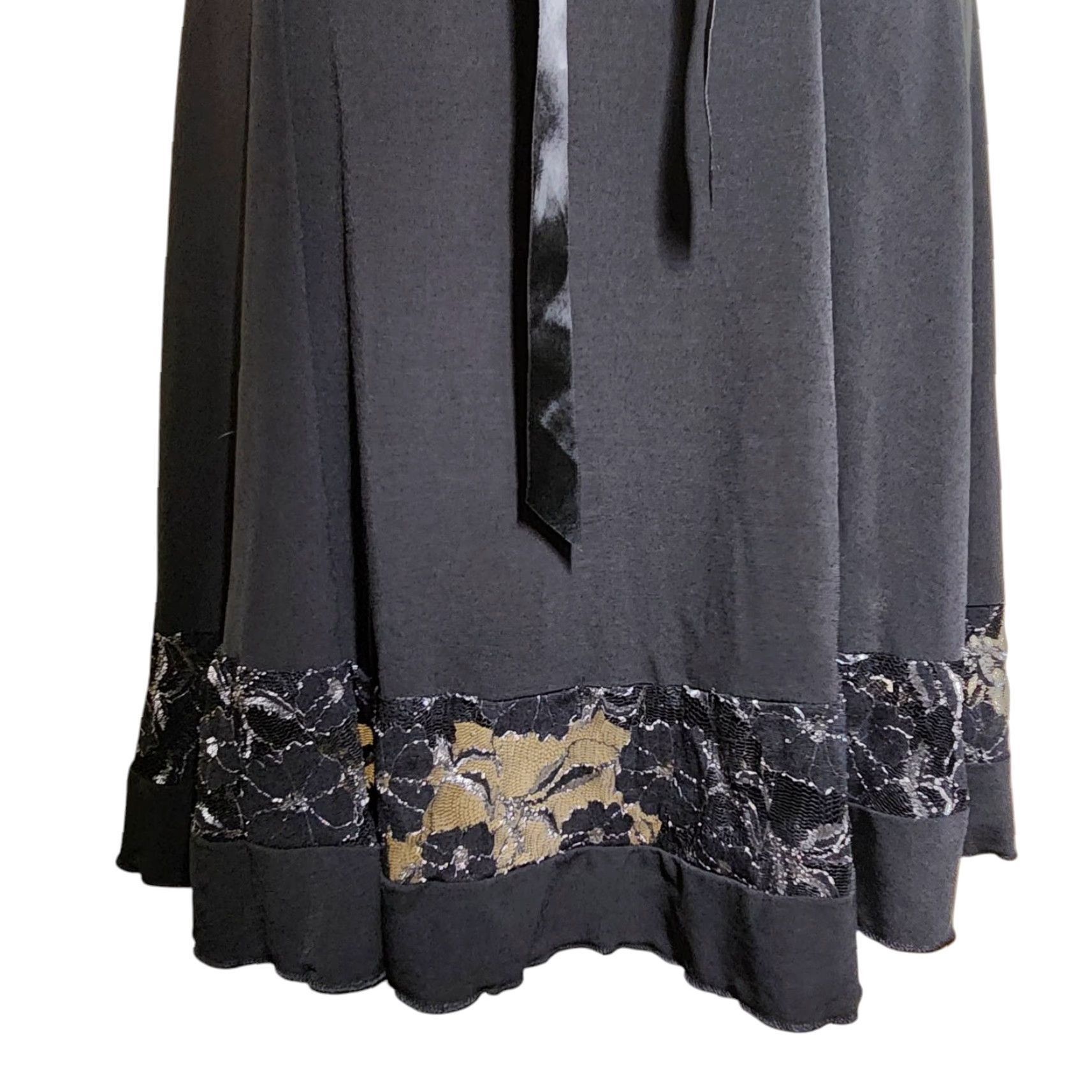Vintage Joe Benbasset Skirt Women's Black Lace Pull-On Stretch Knee-Length Large Size 36" / US 14 / IT 50 - 4 Thumbnail