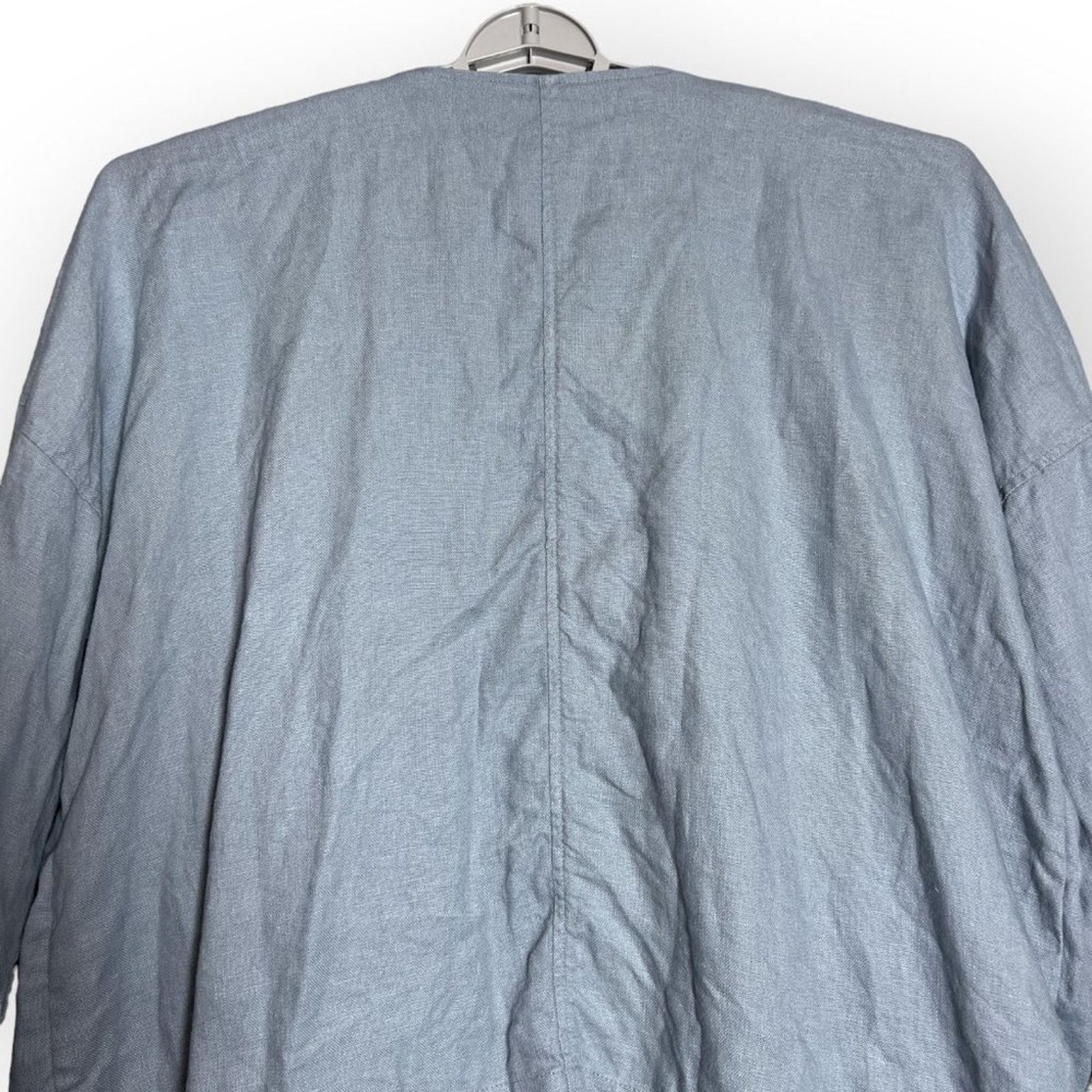 Eileen Fisher Eileen Fisher Organic Linen Blue Boxy Open Jacket Size XL Size XL / US 12-14 / IT 48-50 - 8 Thumbnail