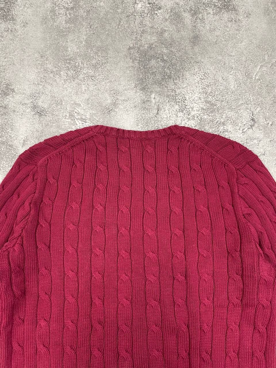 Polo Ralph Lauren Polo Ralph Lauren Women VintageCable Knit Sweater Red V-Neck Size M / US 6-8 / IT 42-44 - 8 Thumbnail