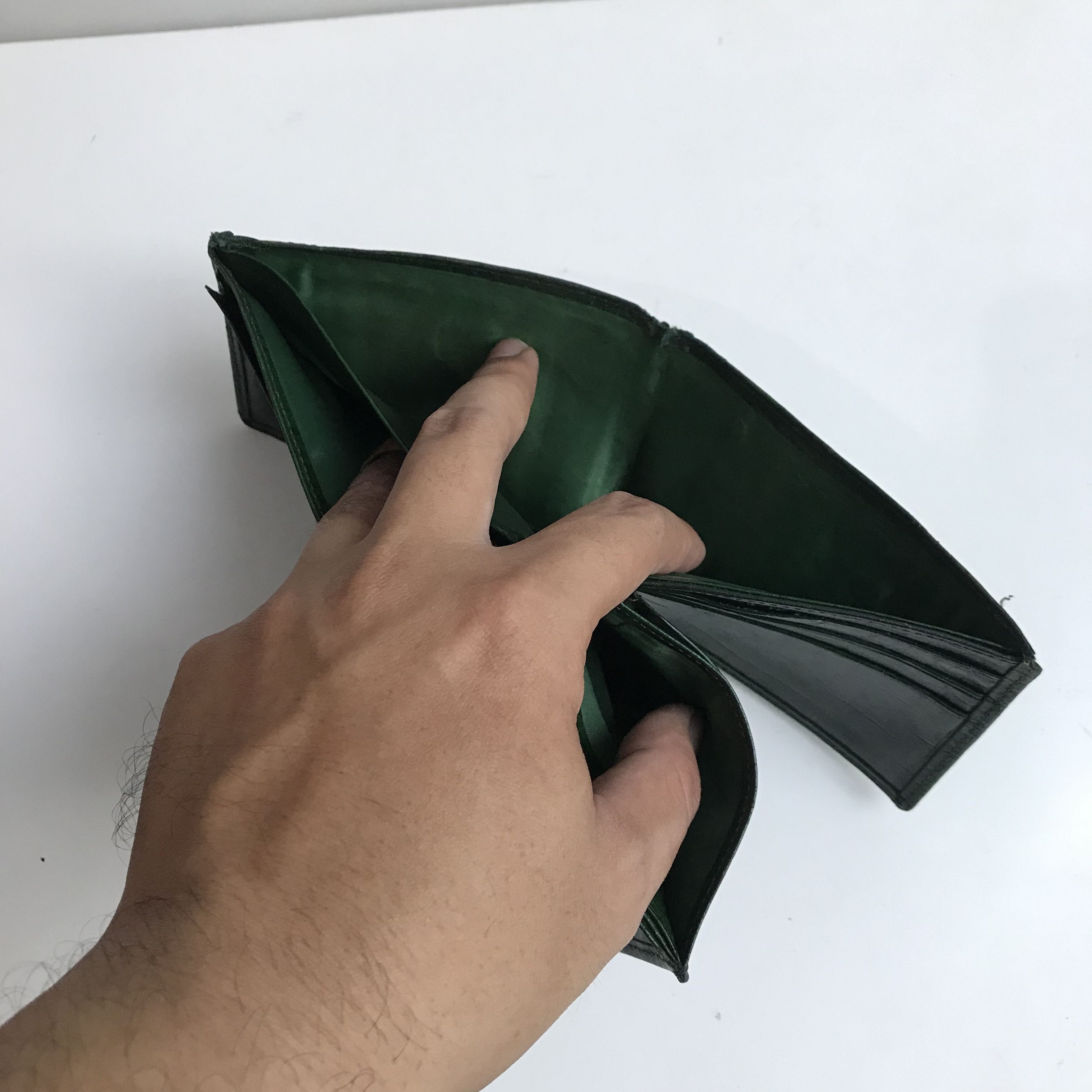 Genuine Leather × Leather × Vintage Vintage Crocodile green raw leather wallet Size ONE SIZE - 8 Thumbnail