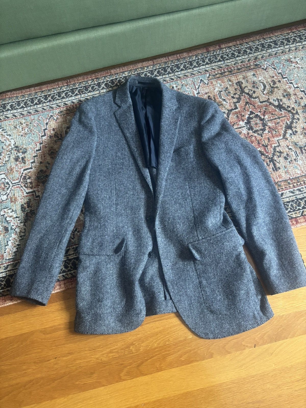 J.Crew Ludlow Blazer British Moon Herringbone Wool Cotton Size 36R - 1 Thumbnail