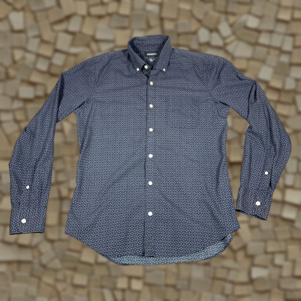 Bonobos Bonobos Shirt Adult MEDIUM Blue Tailored Slim Fit Geometric Print Button Down Size US M / EU 48-50 / 2 - 1 Thumbnail