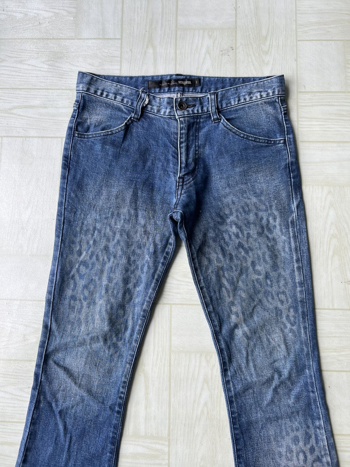 Schlussel Schlussel 🇯🇵 Lace Up Flare Leopard Print Stretch Denim Jeans Size US 28 / EU 44 - 3 Thumbnail