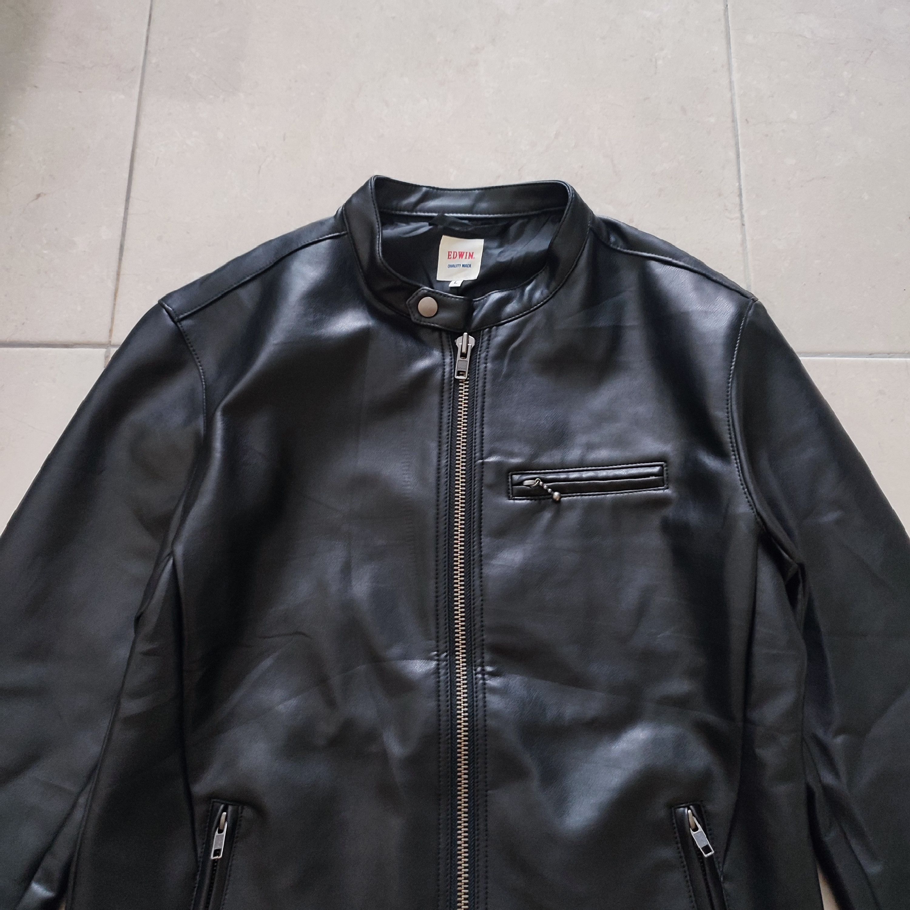 Edwin × Leather 🔥STEALS🔥Rare Edwin Vegan Leather Rider Jacket Size US L / EU 52-54 / 3 - 3 Thumbnail