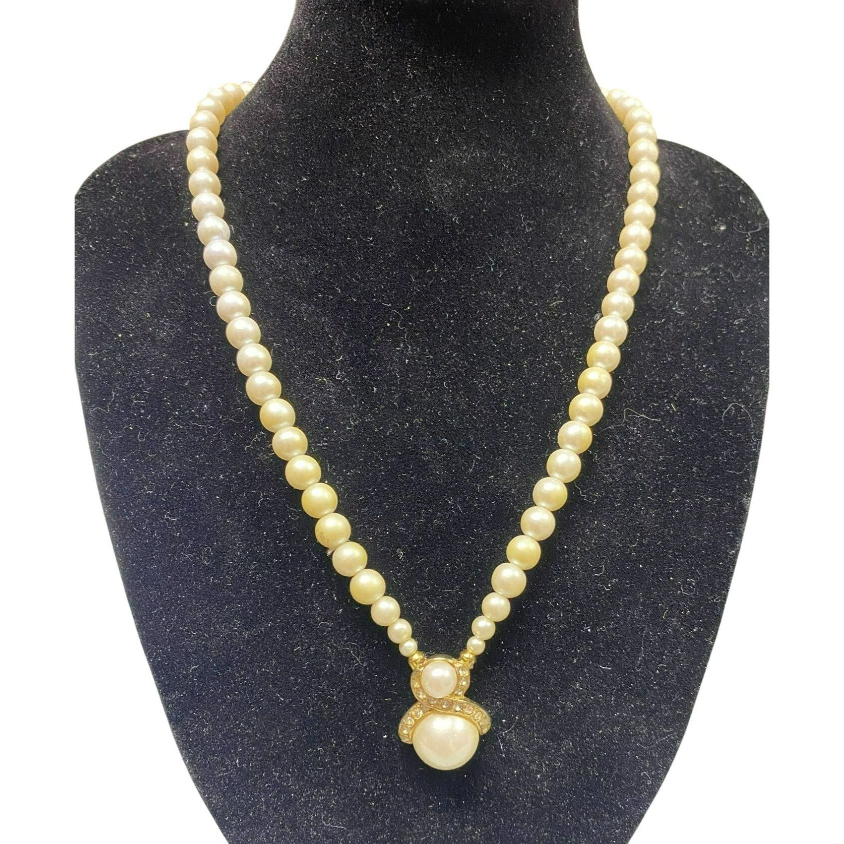 Other Elegant Vintage Marvella Faux Pearl Necklace With Rhinestone Size ONE SIZE - 1 Thumbnail