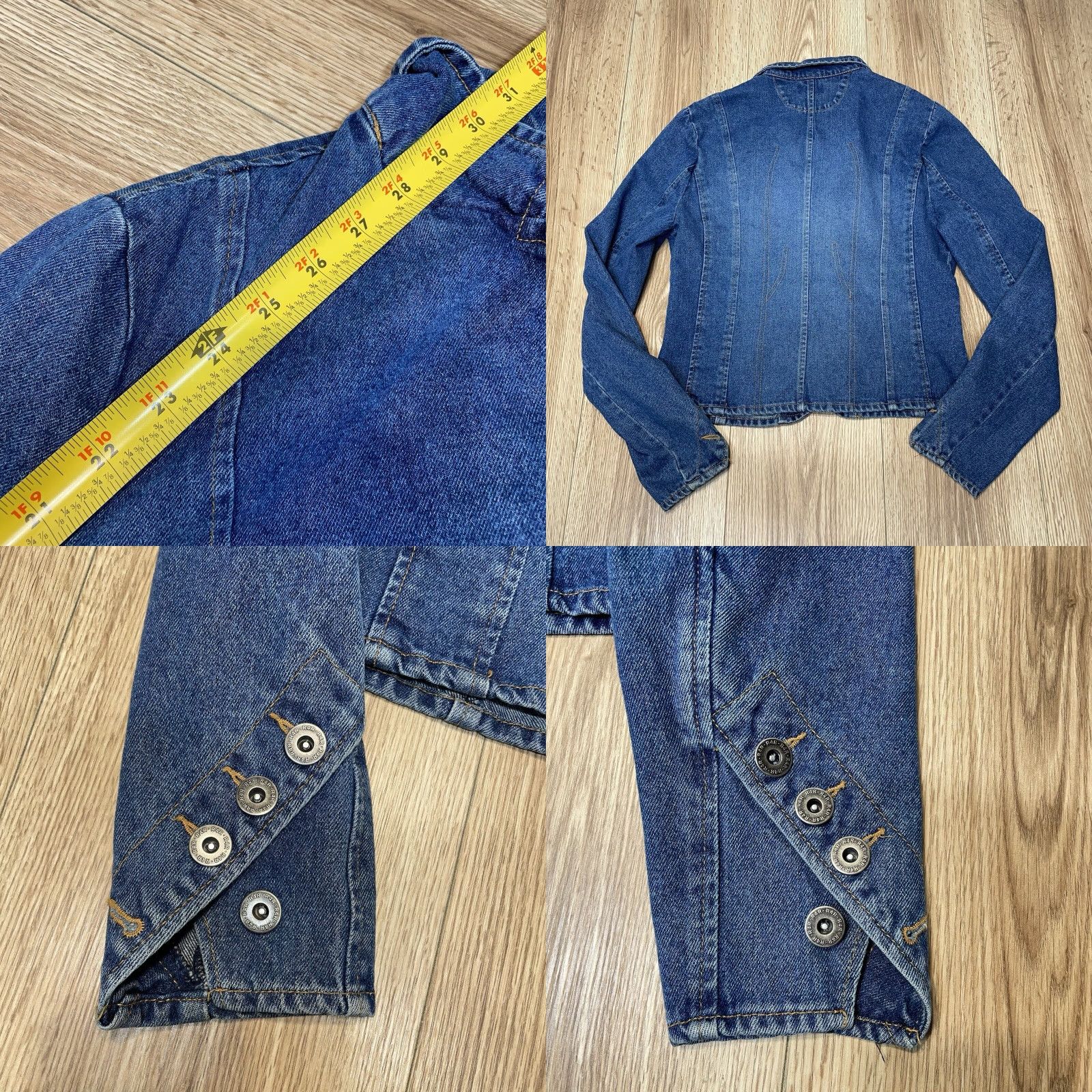 Vintage VINTAGE Rave Denim Jacket Women Medium Blue Embroidered 90s Basic Jean Outerwear Size 32" / US 10 / IT 46 - 8 Thumbnail