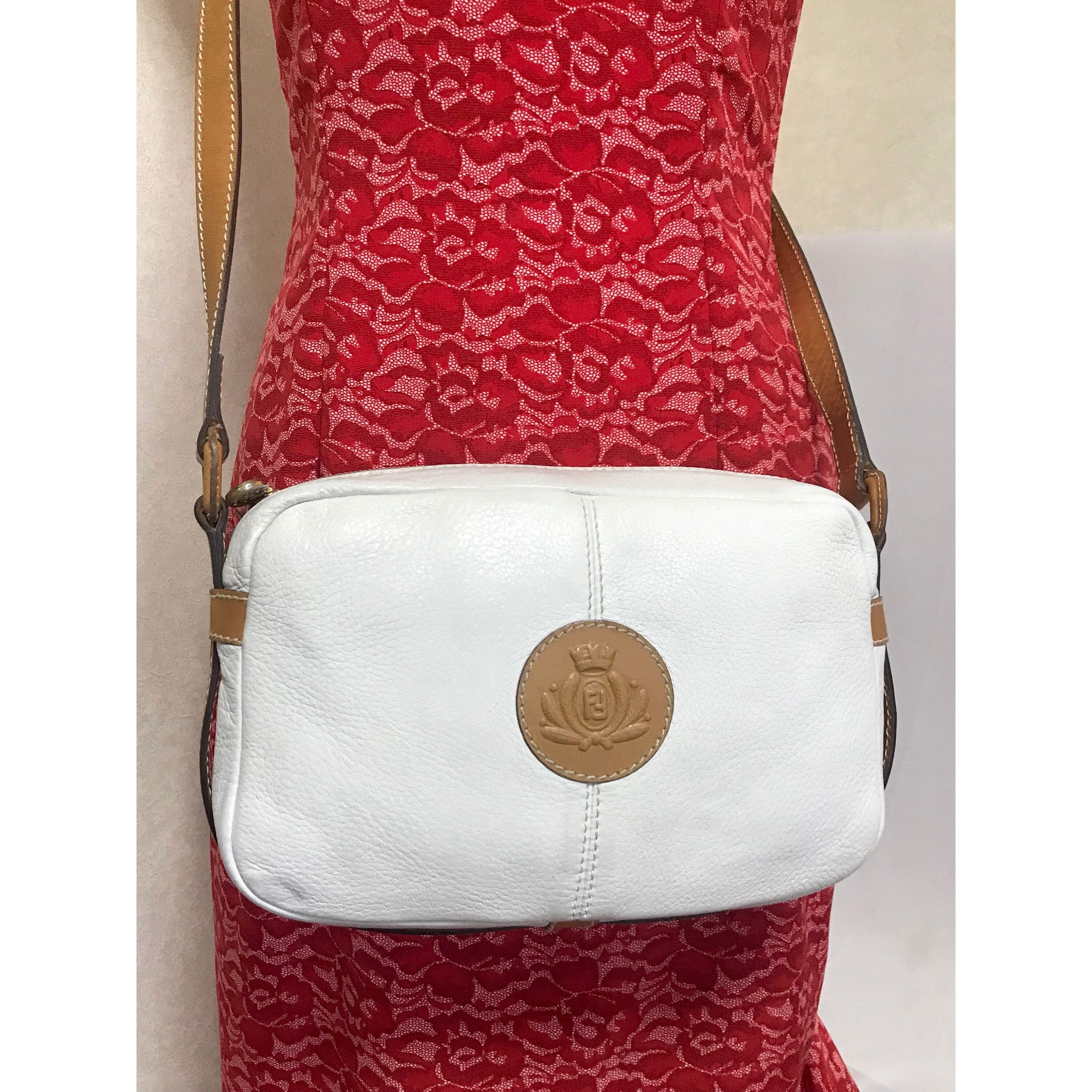 Fendi Vintage Fendi white and brown leather shoulder bag. Size ONE SIZE - 9 Thumbnail