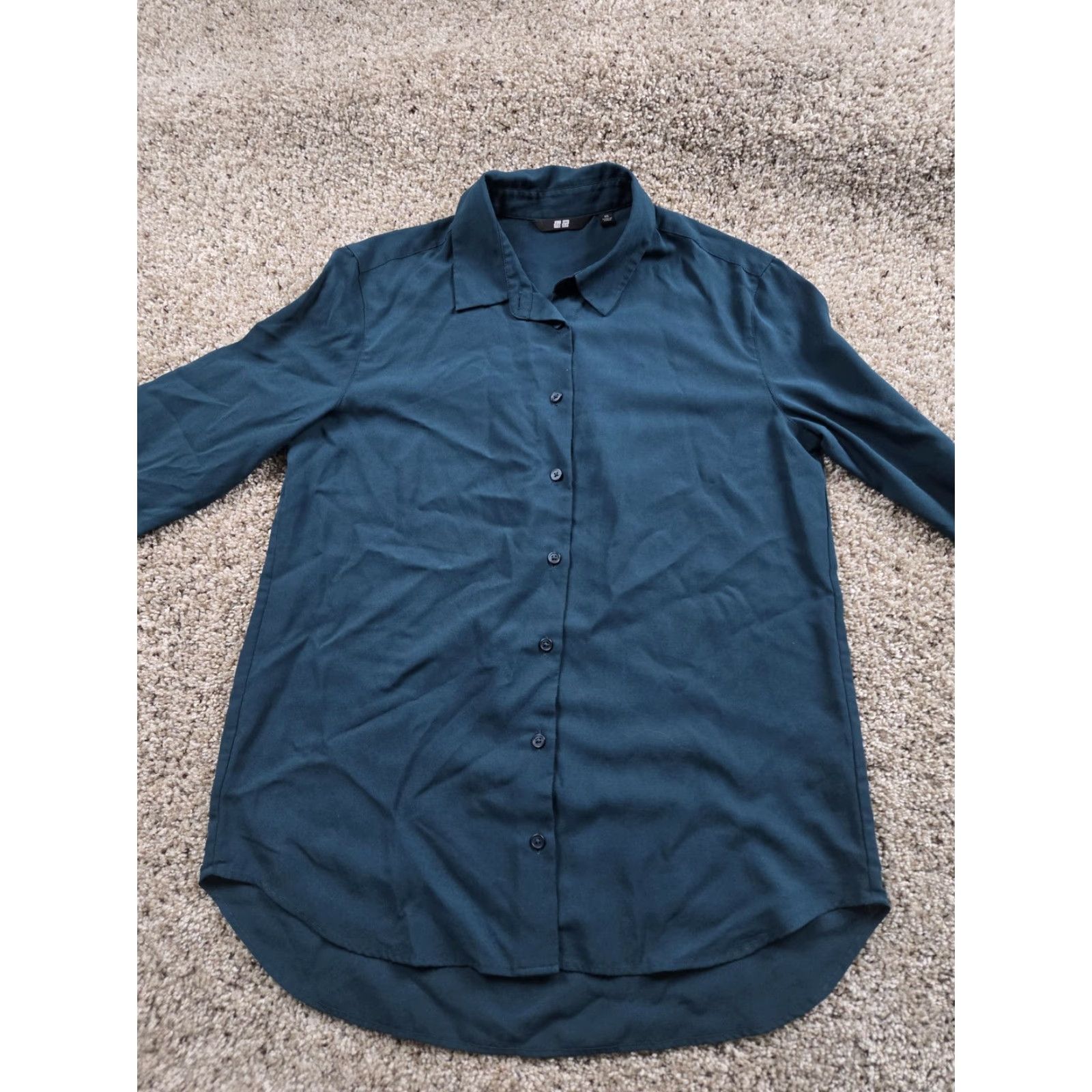 Uniqlo Uniqlo Shirt Womens XS Blue Long Sleeve Button-Up Tunic Rayon Blend Blouse Top Size XS / US 0-2 / IT 36-38 - 3 Thumbnail