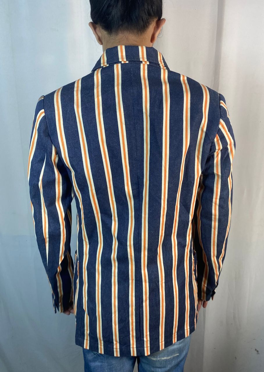 Designer × W&LT × Walter Van Beirendonck 🔥RARE🔥Vintage W&.L.T denim stripe snap button blazer jacket Size US S / EU 44-46 / 1 - 25 Thumbnail