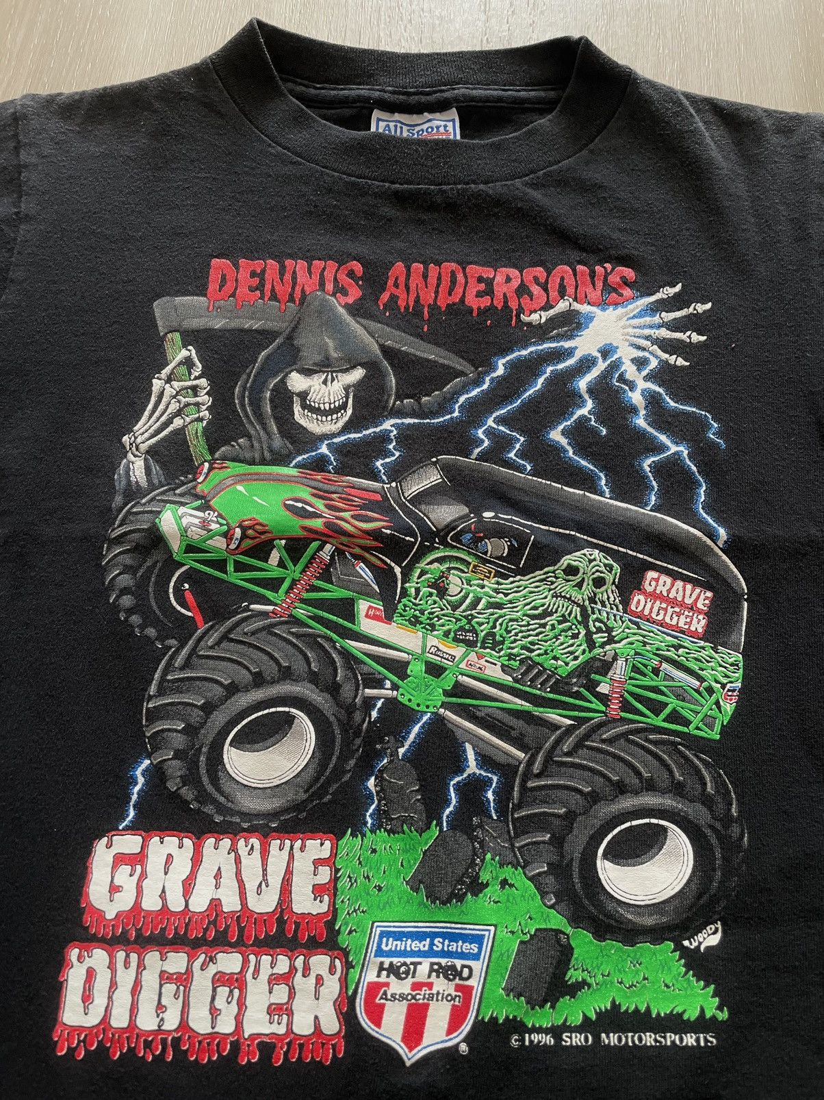 Hypebeast × Vintage VTG Lightning Reaper Grave Digger Dennis Shirt Youth Small Size US XXS / EU 40 - 2 Thumbnail