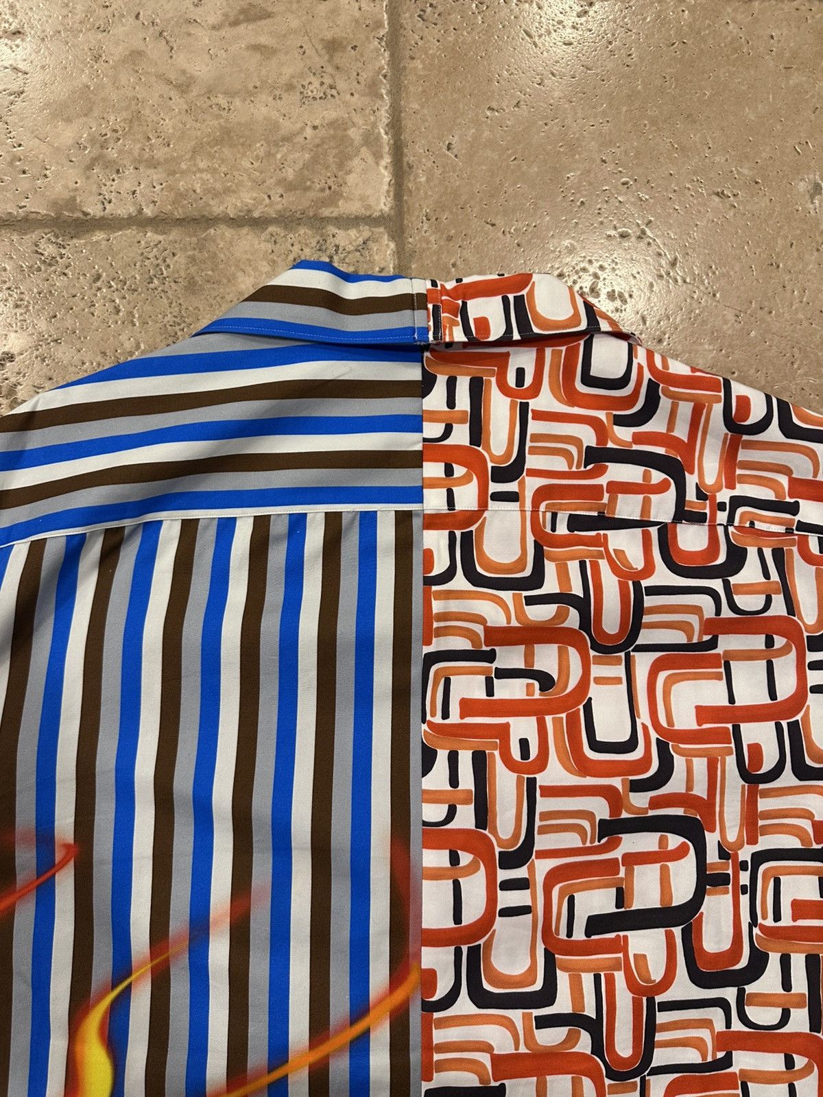 Prada Prada Double Match FW18 Flame / Striped Bowling Shirt Size US L / EU 52-54 / 3 - 13 Thumbnail