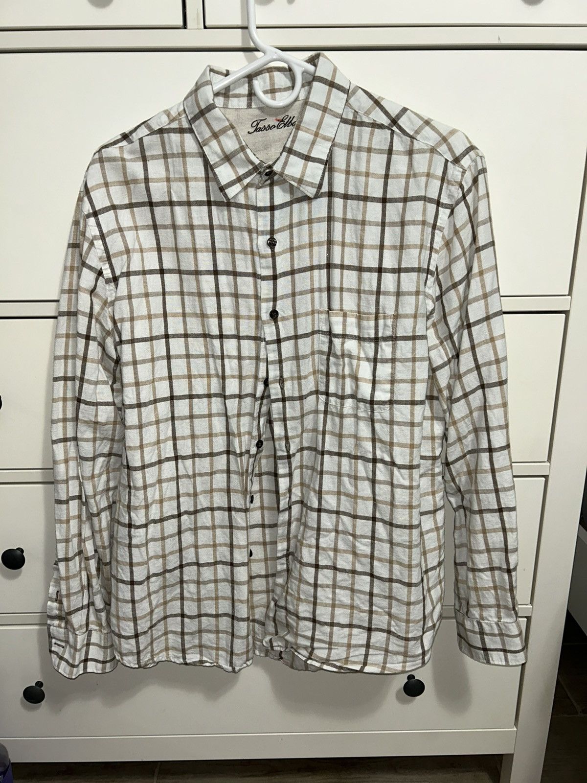 Tasso Elba Tasso Elba Button-Up, White/Beige Size US L / EU 52-54 / 3 - 1 Thumbnail