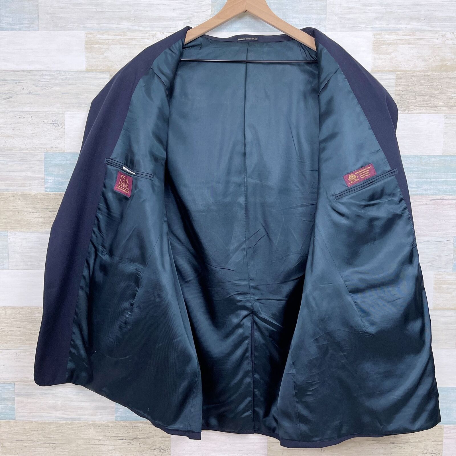 Jos. A. Bank Jos A Bank Kent Hopsack Blazer Navy Blue Gold Mens 46 Size 46L - 5 Thumbnail