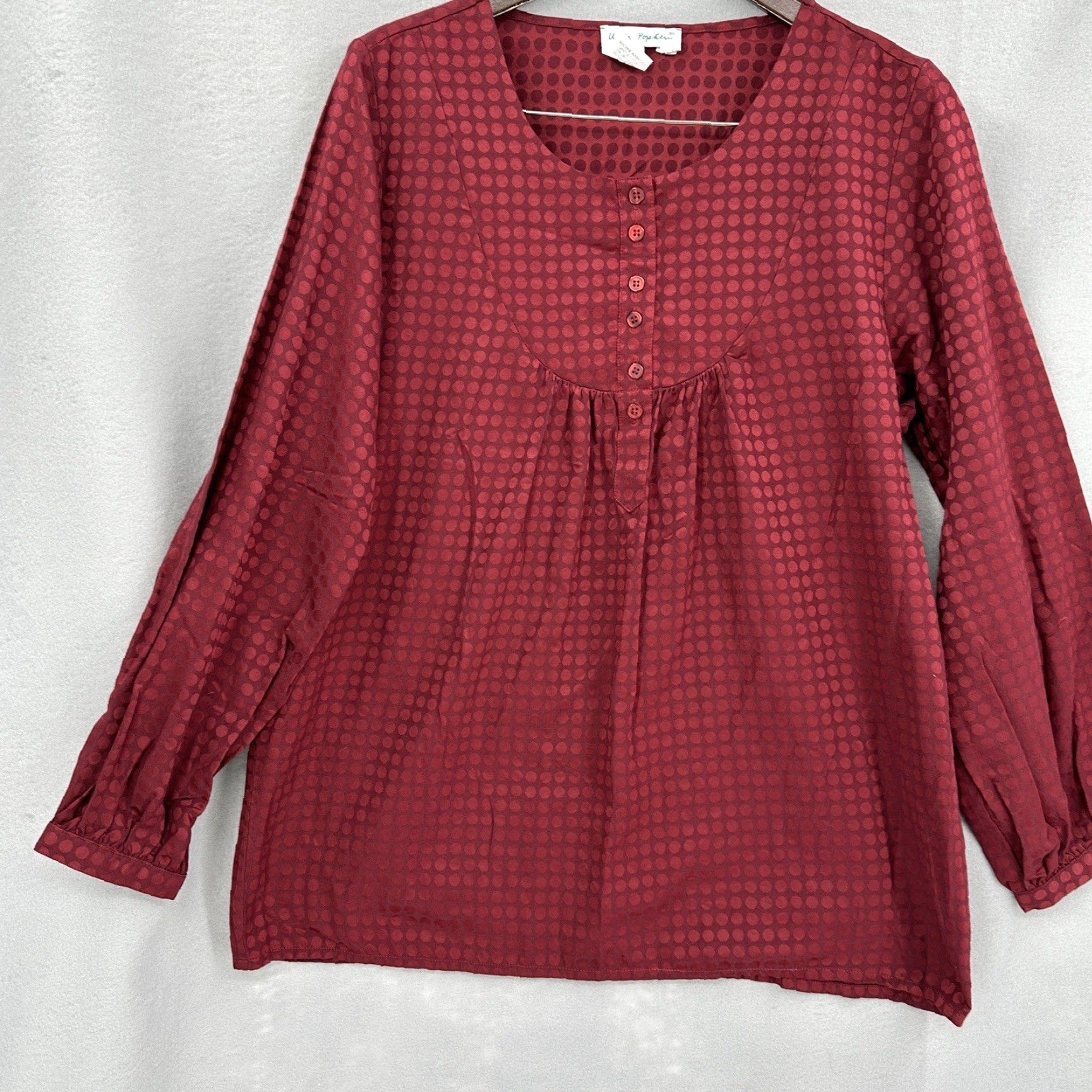 Vintage Ulla Popken Plus Blouse 14W Red Polka Dot 3/4 Sleeve Casual Tunic Bohemian Womens Size XL / US 12-14 / IT 48-50 - 5 Thumbnail