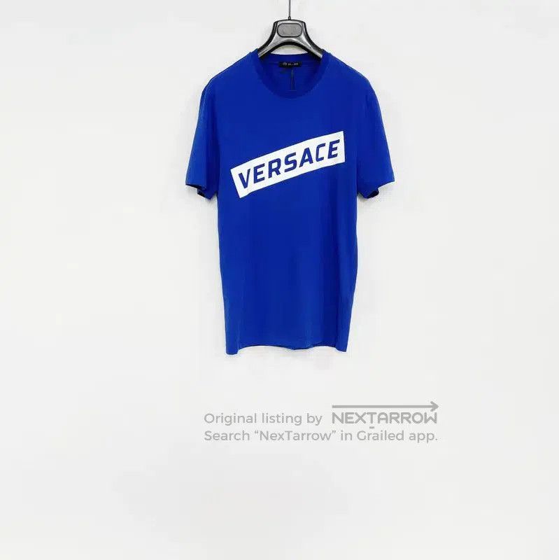 Versace Versace Men's Summer Blue Cotton T-Shirt . Size US S / EU 44-46 / 1 - 1 Thumbnail