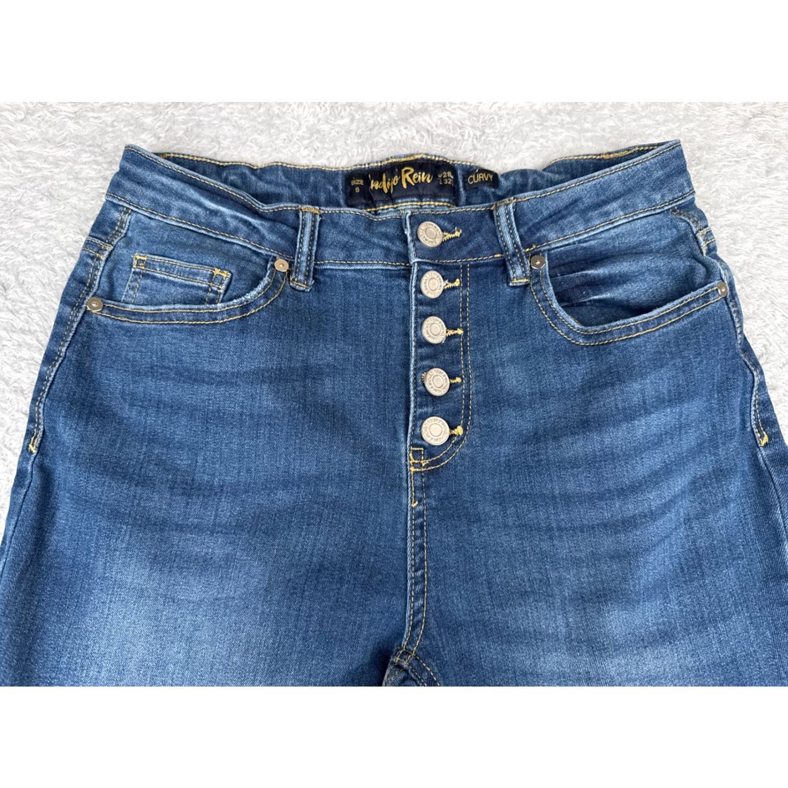 Denime Indigo Rein Jeans Juniors 9 Blue Denim Curvy Flared Button Fly Cotton 27x30 Denim Flared 5-Pocket Womens Jeans 27x30 Blue 27x30 (indigo rein) Size 30" / US 8 / IT 44 - 4 Thumbnail