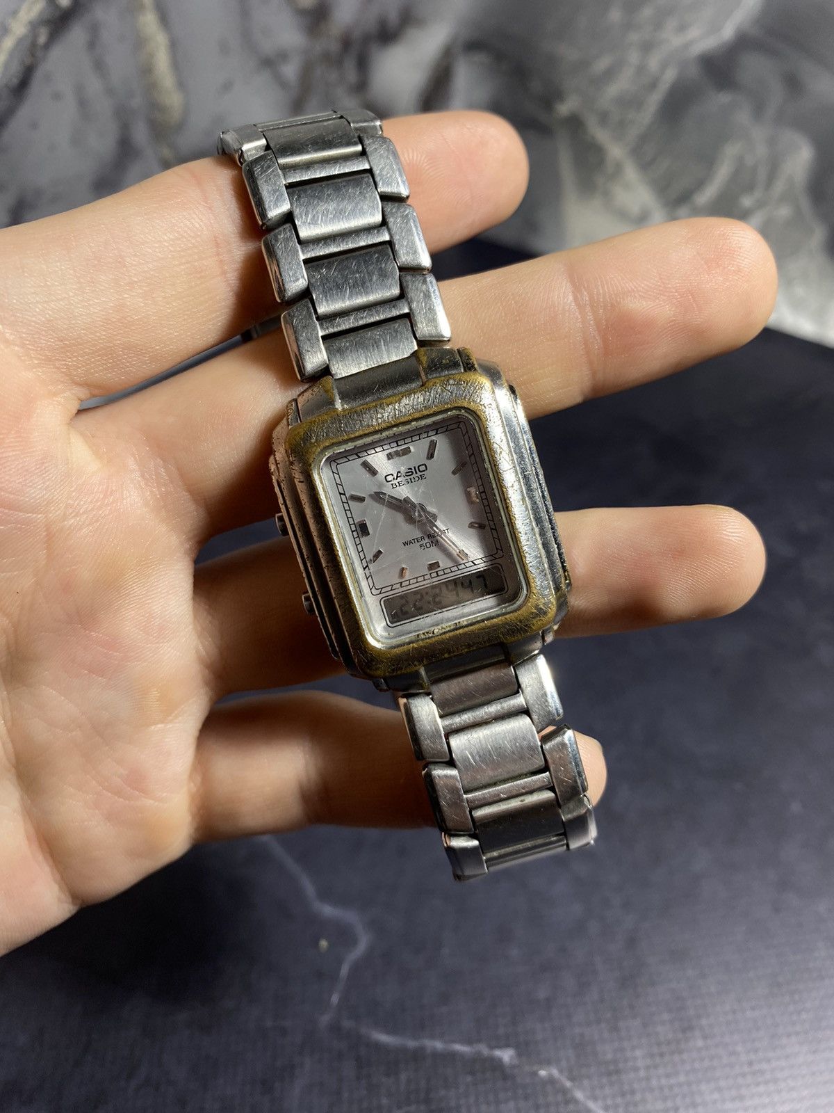 Casio Casio Beside Dual Display Vintage Stainless Steel Watch Size ONE SIZE - 8 Thumbnail