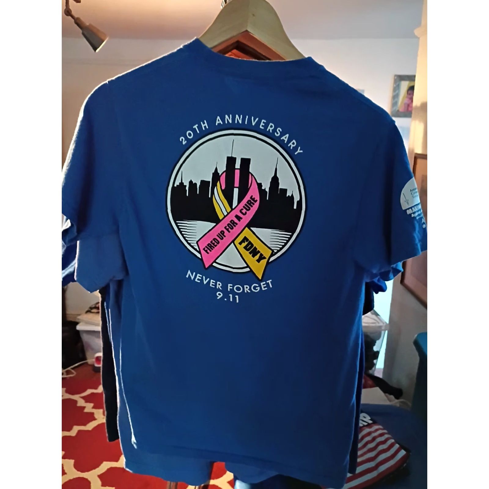 Vintage FDNY Fired Up For Cure 20 Year Anniversary Never Forget 9/11 Tee M Blue Mens T-Shirt Size US M / EU 48-50 / 2 - 4 Thumbnail