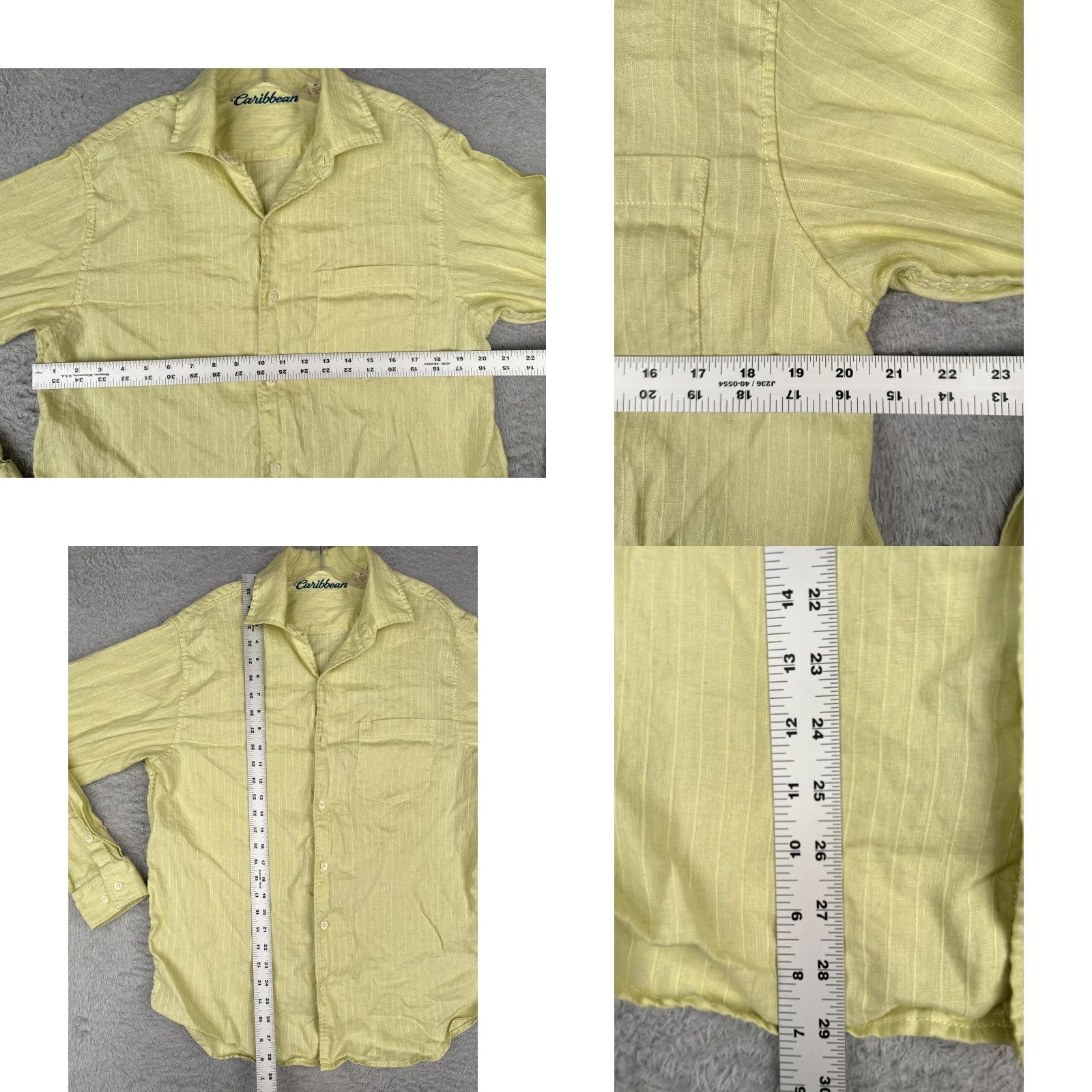 Vintage Carribean Shirt Men Medium Yellow Linen Cotton Blend Button-Up Long Sleeve Shirt Size US M / EU 48-50 / 2 - 8 Thumbnail