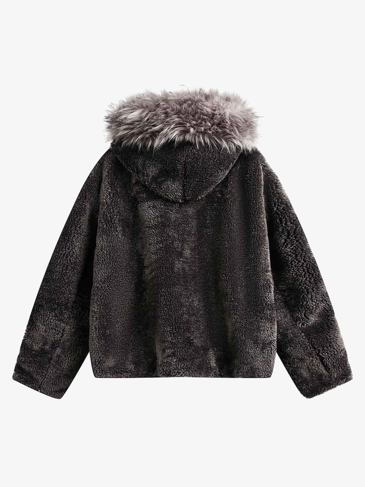 Japanese Brand Faux Fur Hooded Fleece Jacket, Cozy Winter Outerwear Size US M / EU 48-50 / 2 - 2 Thumbnail