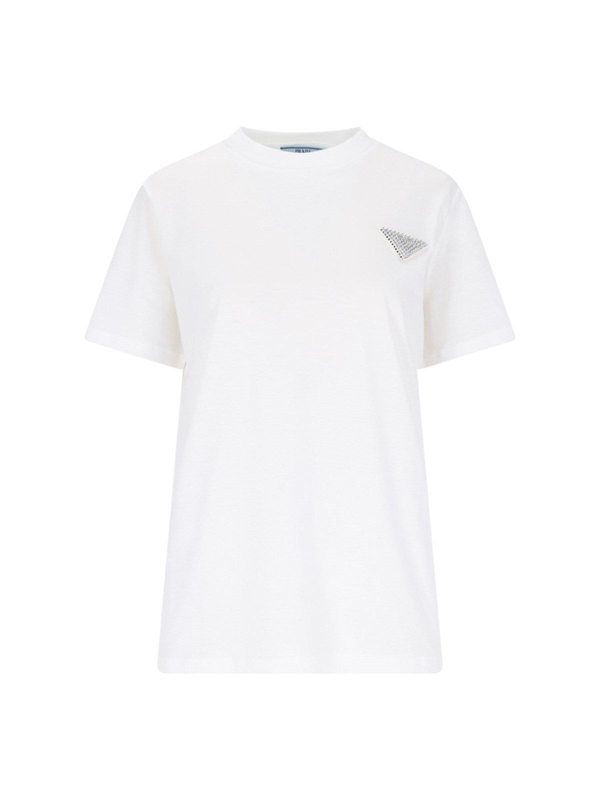 image of Prada Embroidered T-Shirt Size S in White, Women's