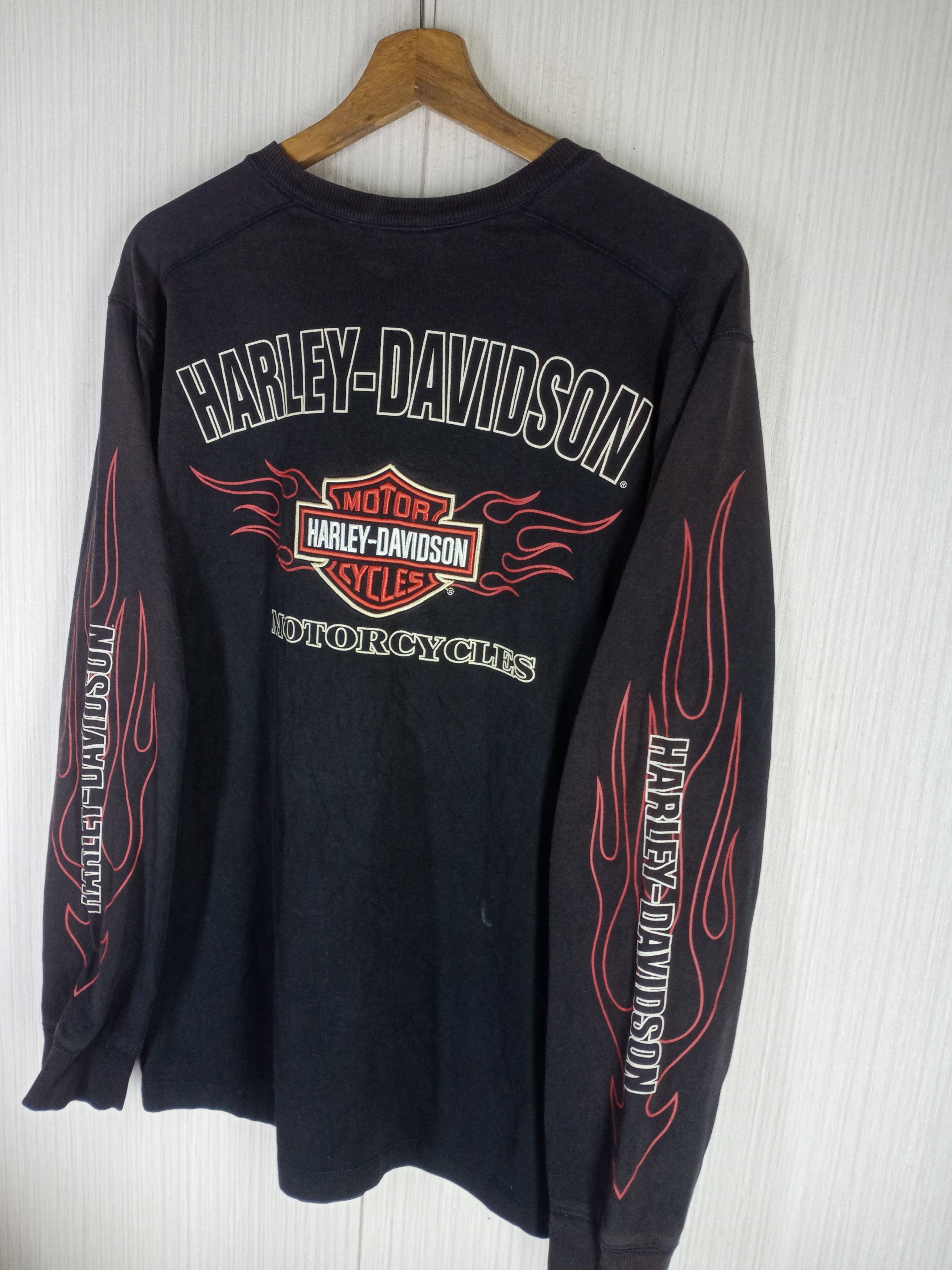 Harley Davidson Rare Vintage Flame Harley Davidson Long Sleeve Tshirt Size US M / EU 48-50 / 2 - 5 Thumbnail