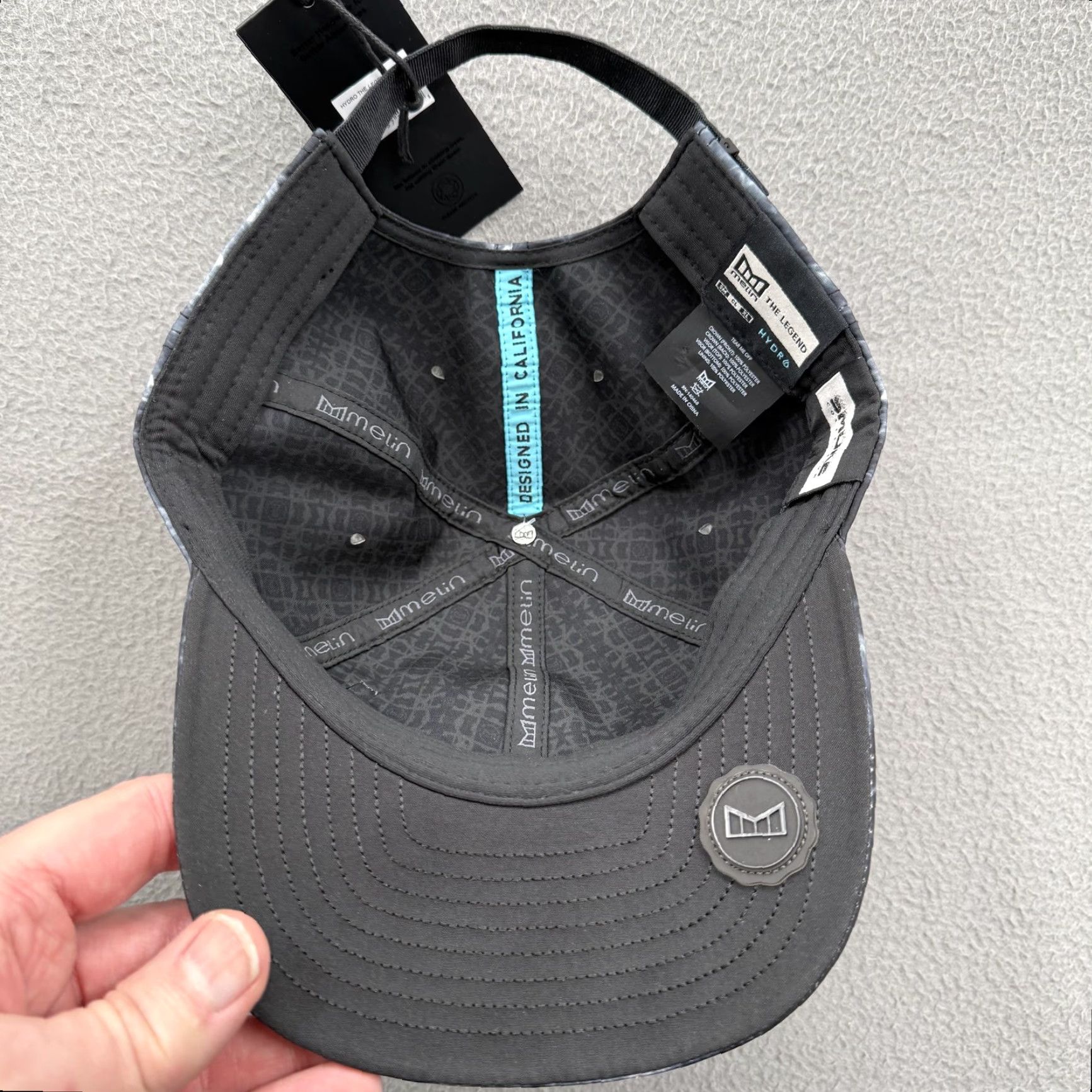 melin Melin Hydro The Legend Smoke Classic Cap Black Adjustable Back Mens Water Resistant Wicking Breathable Baseball Hat 7 1/4 Size ONE SIZE - 5 Thumbnail