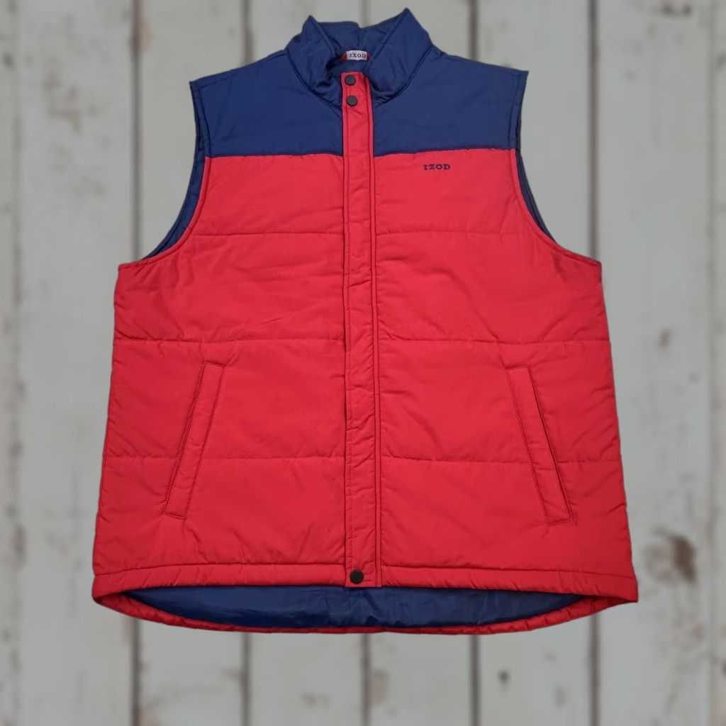 Izod IZOD Vest Mens XL Red Zip Puffer Quilted Insulated Sleeveless Two Tone Vest Adult XL Red Quilted Lightweight Padded Pockets Collared Zip Mens Size US XL / EU 56 / 4 - 1 Thumbnail