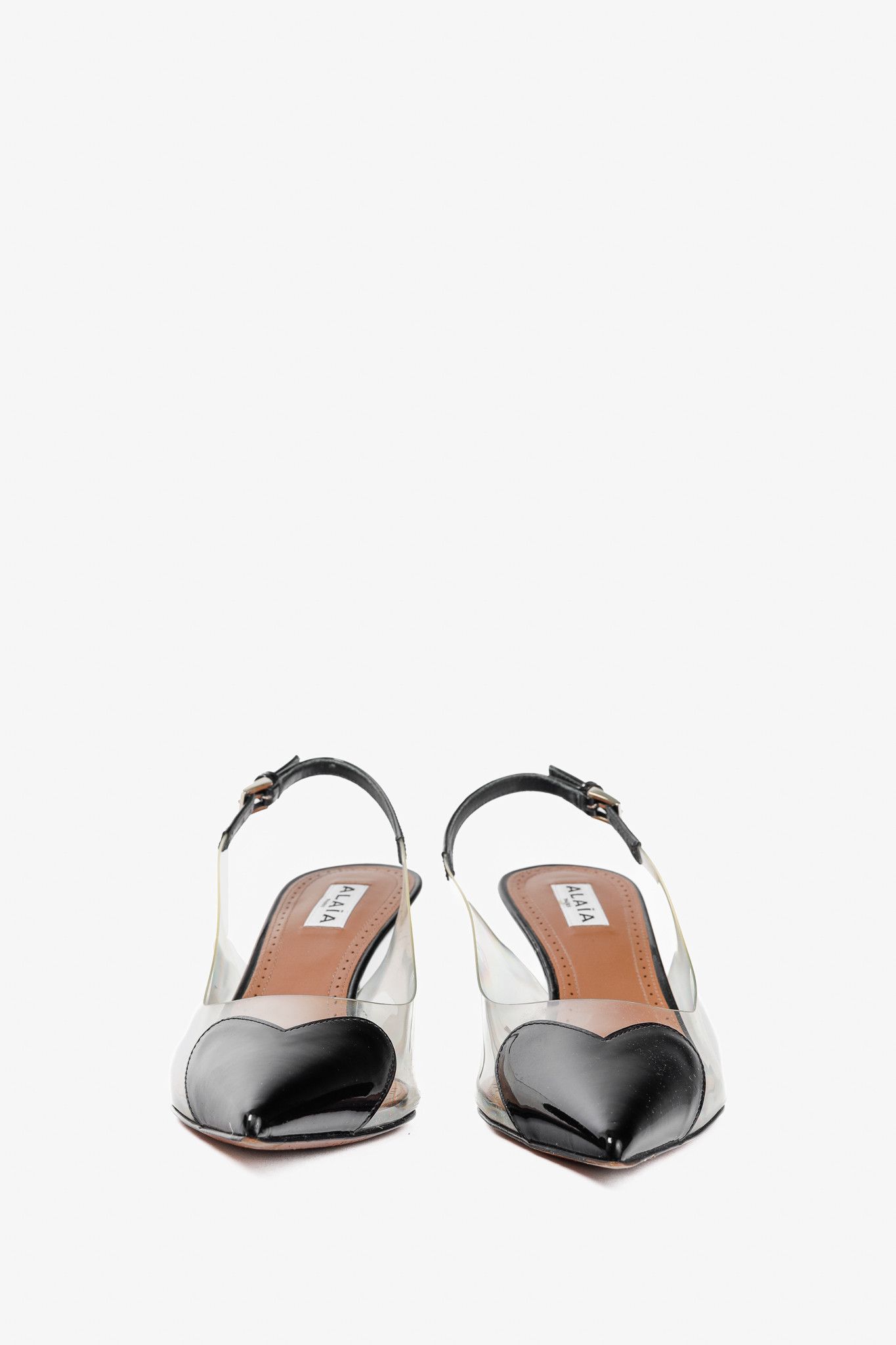 Alaia Alaia Le Coeur Patent Calfskin & PU Heart Slingback Heels Size US 7 / IT 37 - 2 Thumbnail