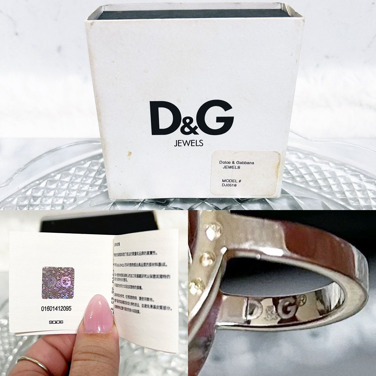 Dolce & Gabbana Authentic Dolce & Gabbana Silver & Crystal Toned Logo Ring Size ONE SIZE - 9 Thumbnail