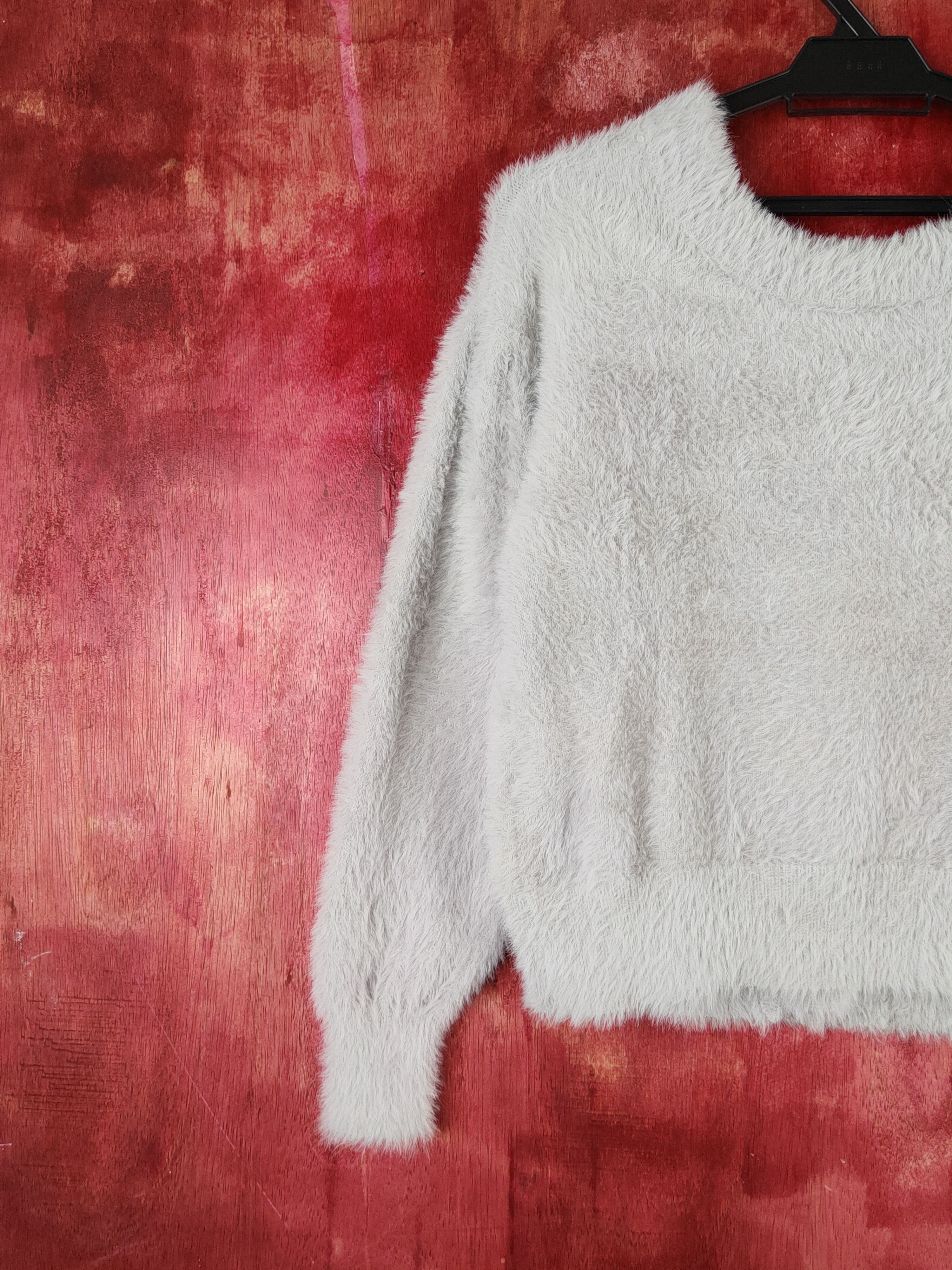 Japanese Brand Vis Light Gray Shag Shaggy Fur Mohair Crop Tops #S1685 Size M / US 6-8 / IT 42-44 - 8 Thumbnail