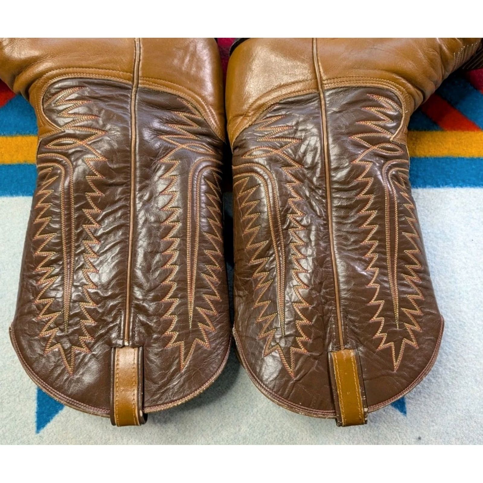 Tony Lama VINTAGE Tony Lama Leather Cowboy Boots Western Brown Size 10.5/11 Made In USA Men Size US 11 / EU 44 - 4 Thumbnail