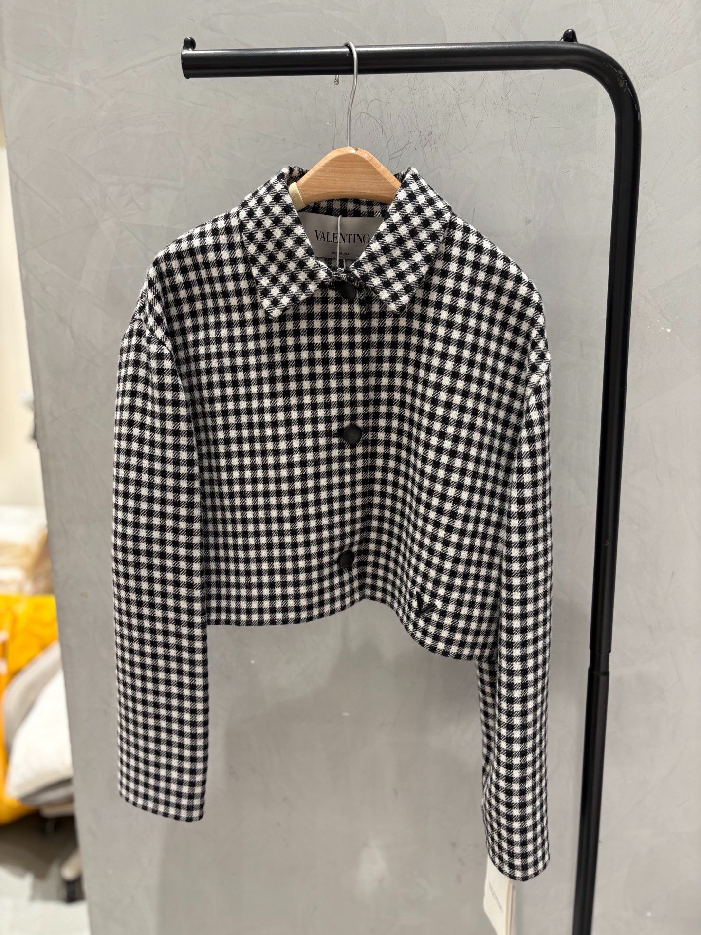 Valentino Valentino Wool Rabbit Hair Houndstooth Cropped Coat Size S / US 4 / IT 40 - 1 Thumbnail