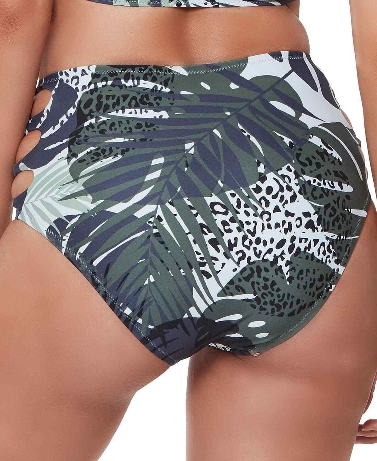 Bar III Bar III Tropical-Print Cutout Bikini Bottoms - M - Green Size ONE SIZE - 2 Thumbnail
