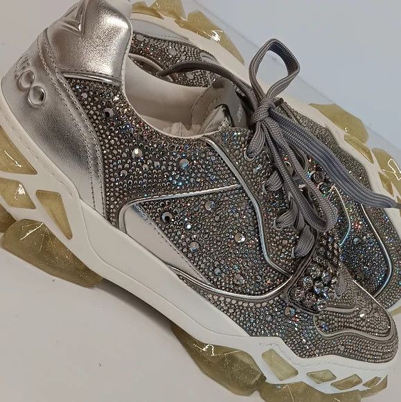 Jimmy Choo Jimmy Choo Diamond X Strap Lo-Top Sneakers w/ Crystals- EU44 Size US 11 / EU 44 - 9 Thumbnail