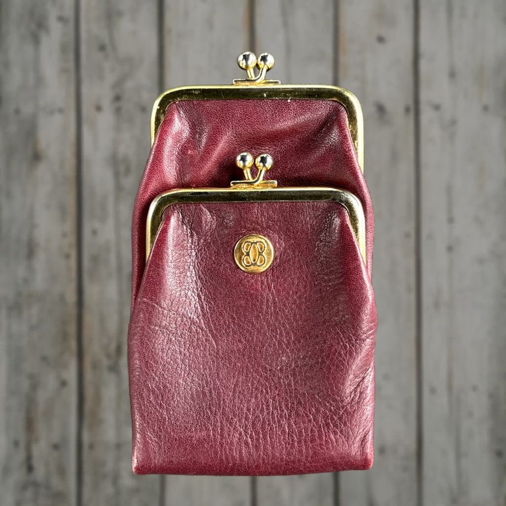 Bosca Bosca Double Kiss Lock Coin Pouch Purse Full Grain Leather USA MADE Burgundy Wallet Women Bag United States Coin Purse Size ONE SIZE - 1 Thumbnail