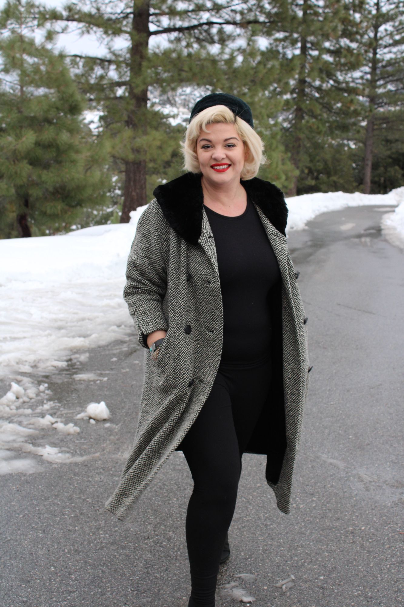 Bergdorf Goodman Vintage 1950s Coat, Bergdorf Goodman Black and White Tweed W Size L / US 10 / IT 46 - 2 Thumbnail