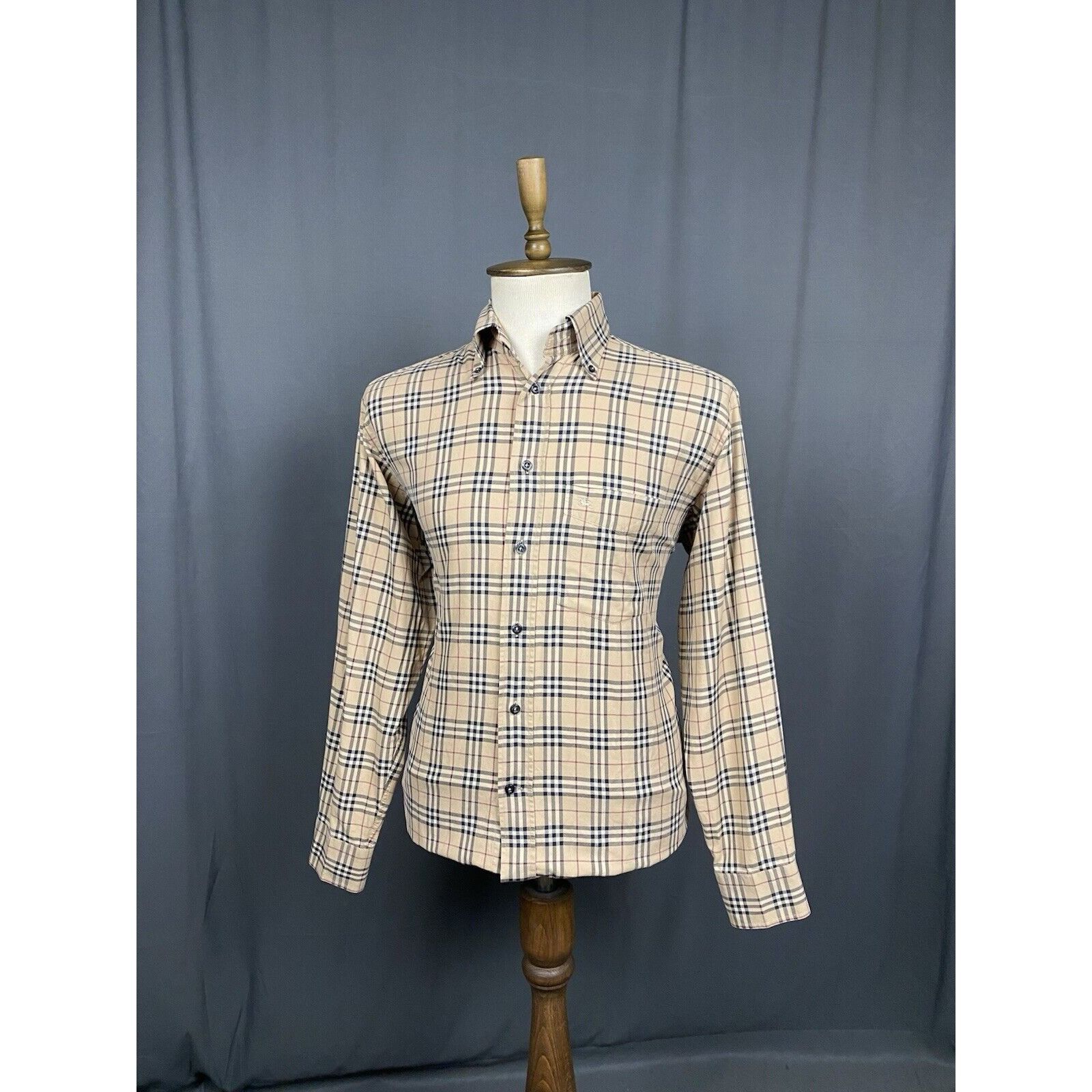 Burberry Burberry Nova Check VTG Men's Beige Checked Longsleeve Shirt Size US M / EU 48-50 / 2 - 2 Thumbnail