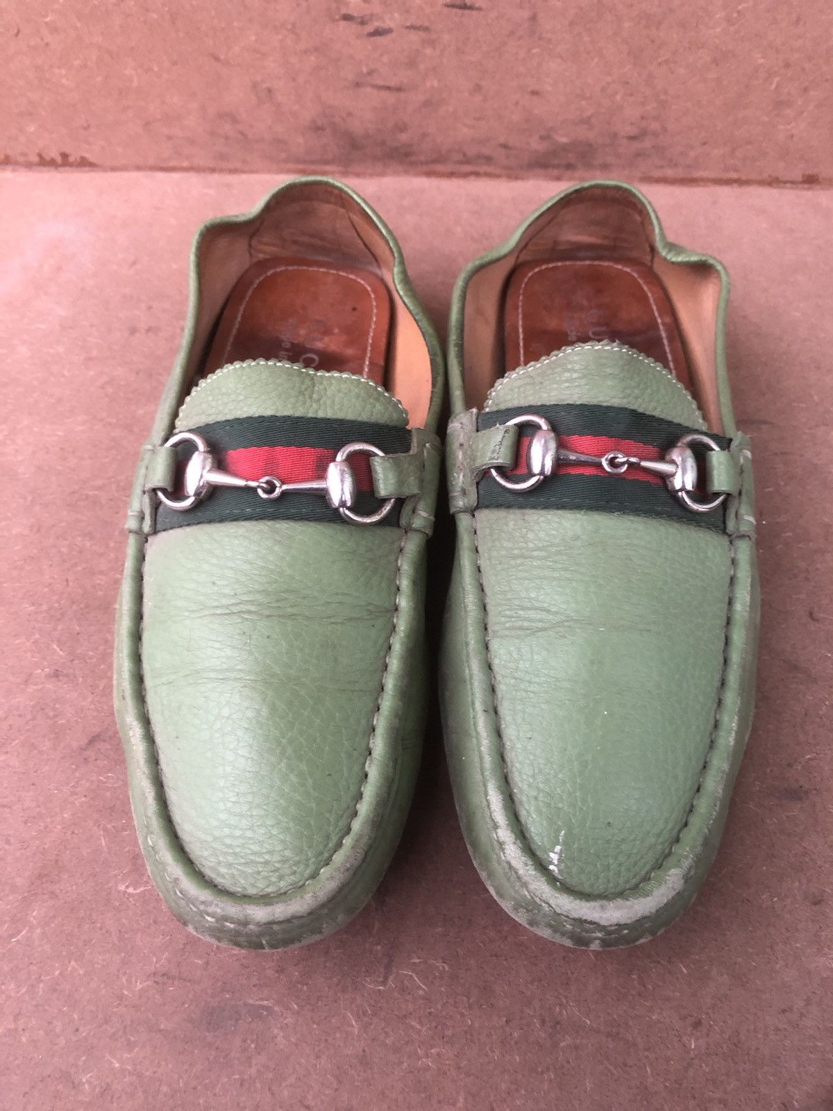 Gucci Gucci 322741 green calfskin Leather Men’s driving sneakers Size US 6.5 / EU 39-40 - 2 Thumbnail