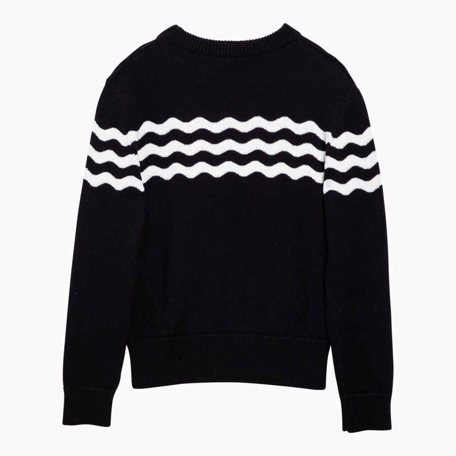 Patou o1d2blof0924 Wool Jumper in Navy Blue & White Size S / US 4 / IT 40 - 2 Thumbnail
