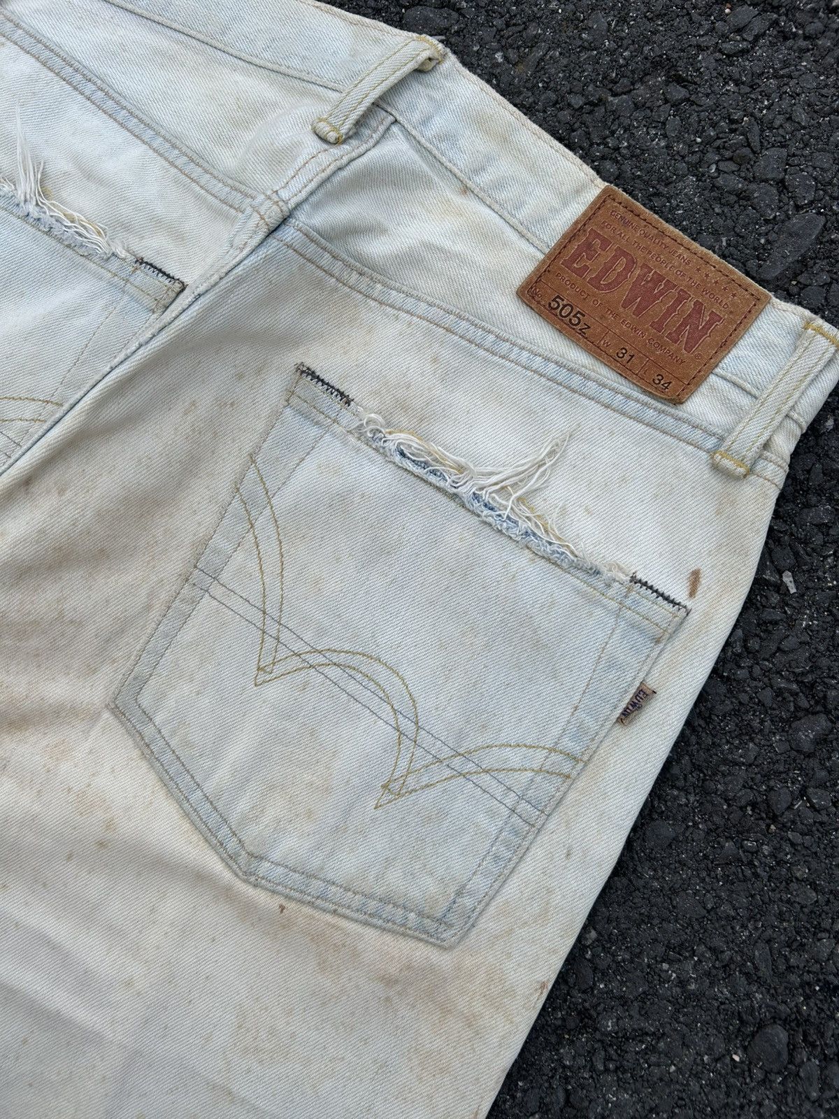 Kapital Thrashed Vintage Edwin 505z Selvedge Dirty Denim Jeans Size US 31 - 14 Thumbnail