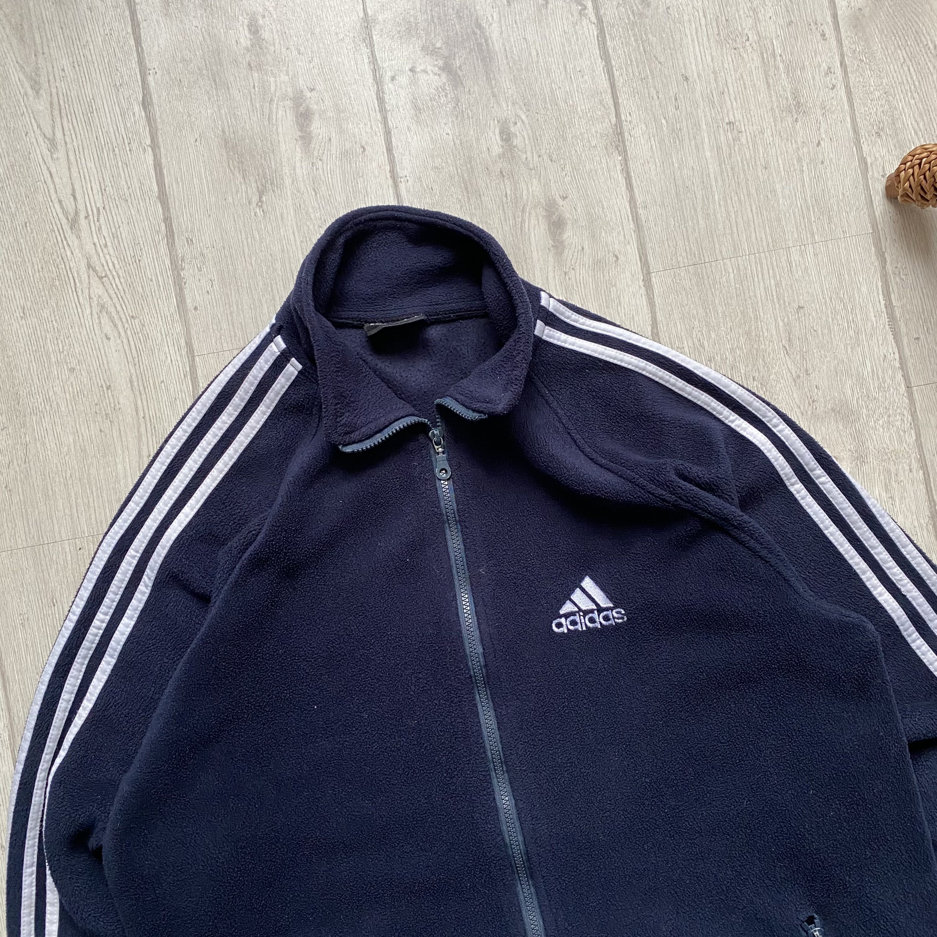 Adidas 🏔️Vintage Trashed 90s ADIDAS FLEECE Zip Up Sweater Size US L / EU 52-54 / 3 - 3 Thumbnail