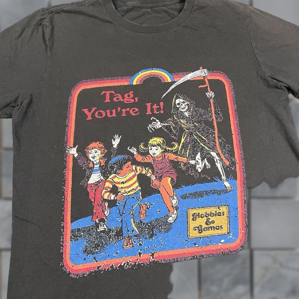 RHODE VINTAGE Steven Rhodes T Shirt Adult Small Gray Hobbies & Games Tag Your It Grim Reaper S Mens Small Black 90s Size US S / EU 44-46 / 1 - 1 Thumbnail